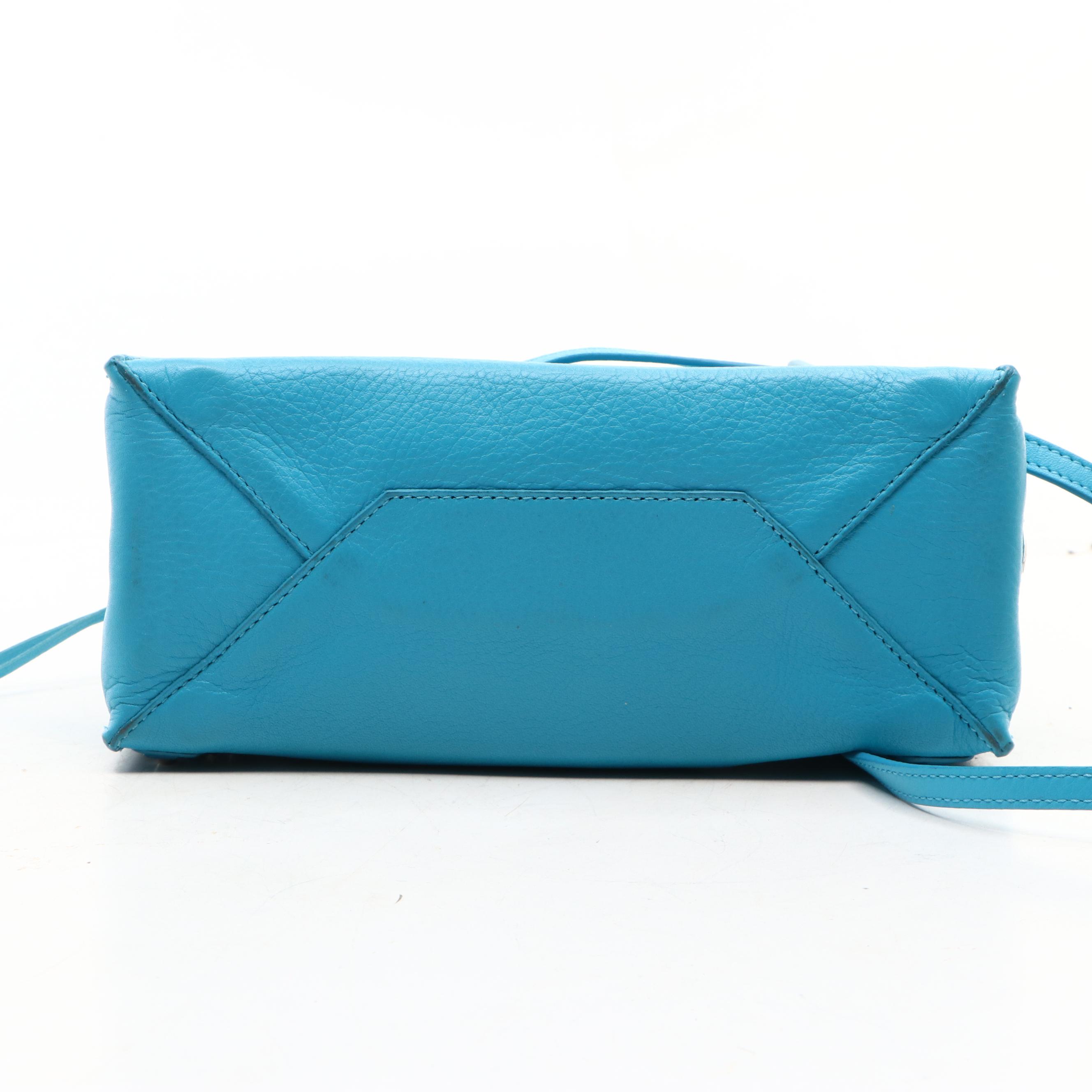 Balenciaga Mini Papier A4 Two-Way Side Zip Bag in Capri Blue Calfskin Leather