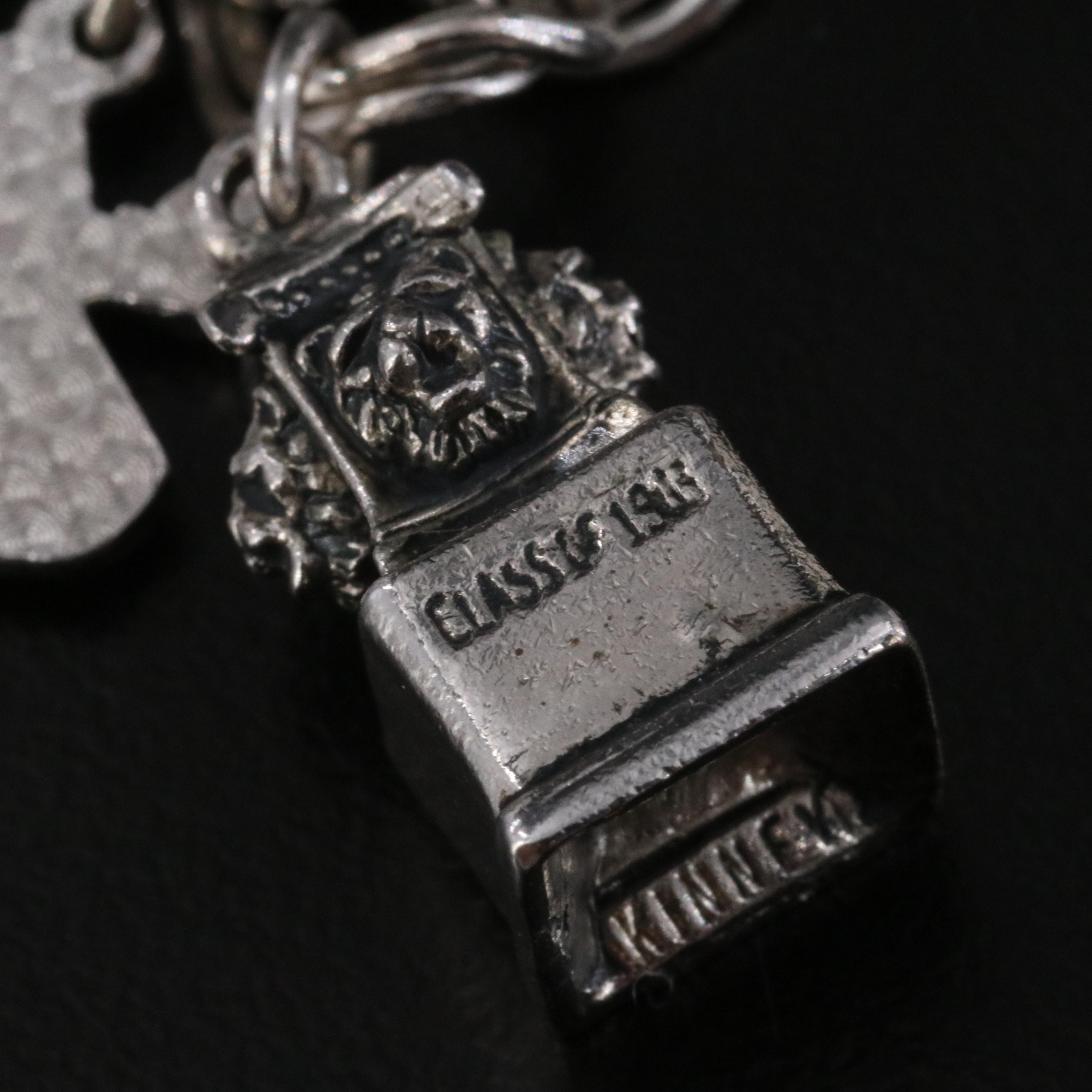 Vintage Charm Bracelet Featuring Sterling, Turquoise and College Charms