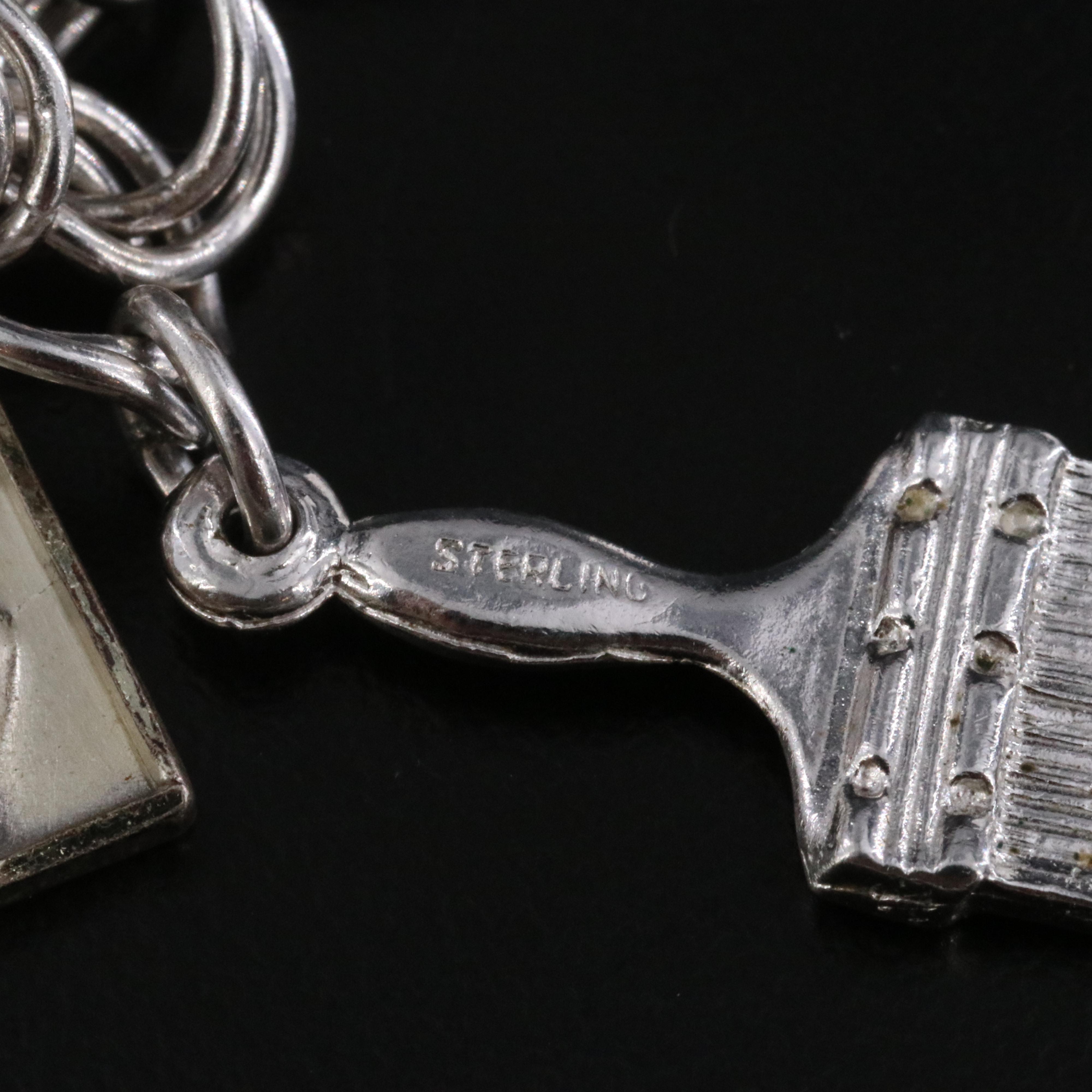 Vintage Charm Bracelet Featuring Sterling, Turquoise and College Charms