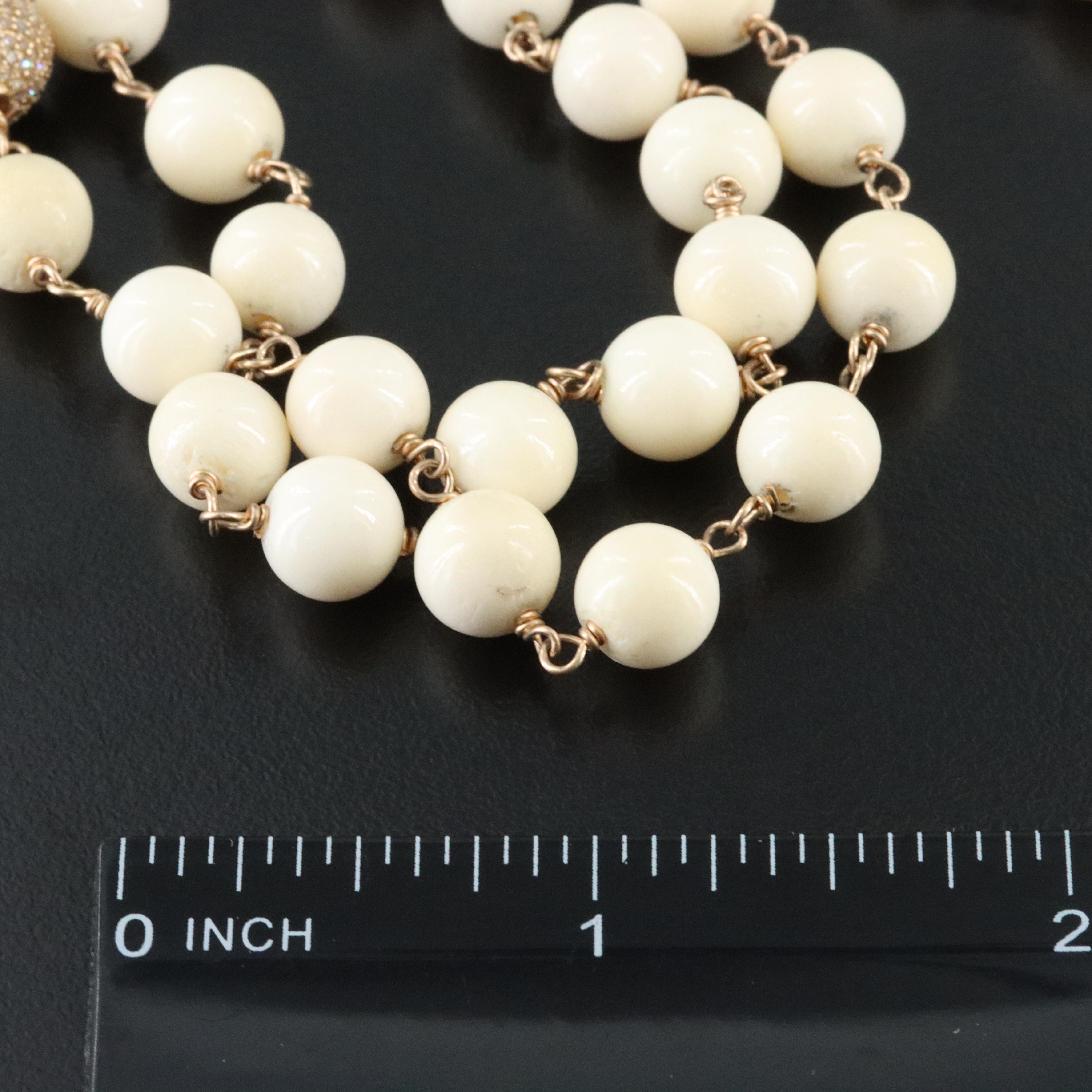 Gold-Filled Bone Necklace with 14K Pavé Diamond Accent Attributed to Sheryl Lowe