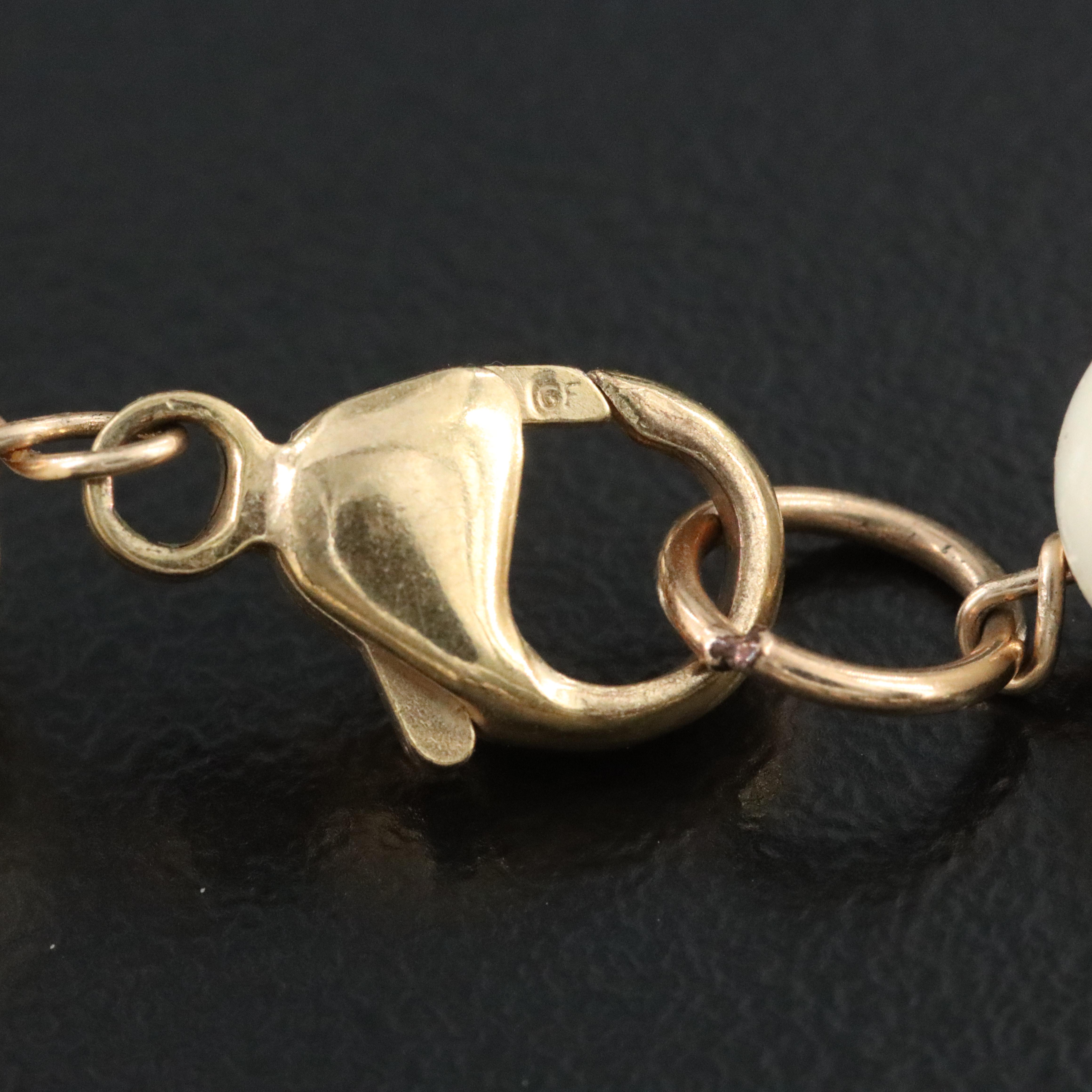 Gold-Filled Bone Necklace with 14K Pavé Diamond Accent Attributed to Sheryl Lowe