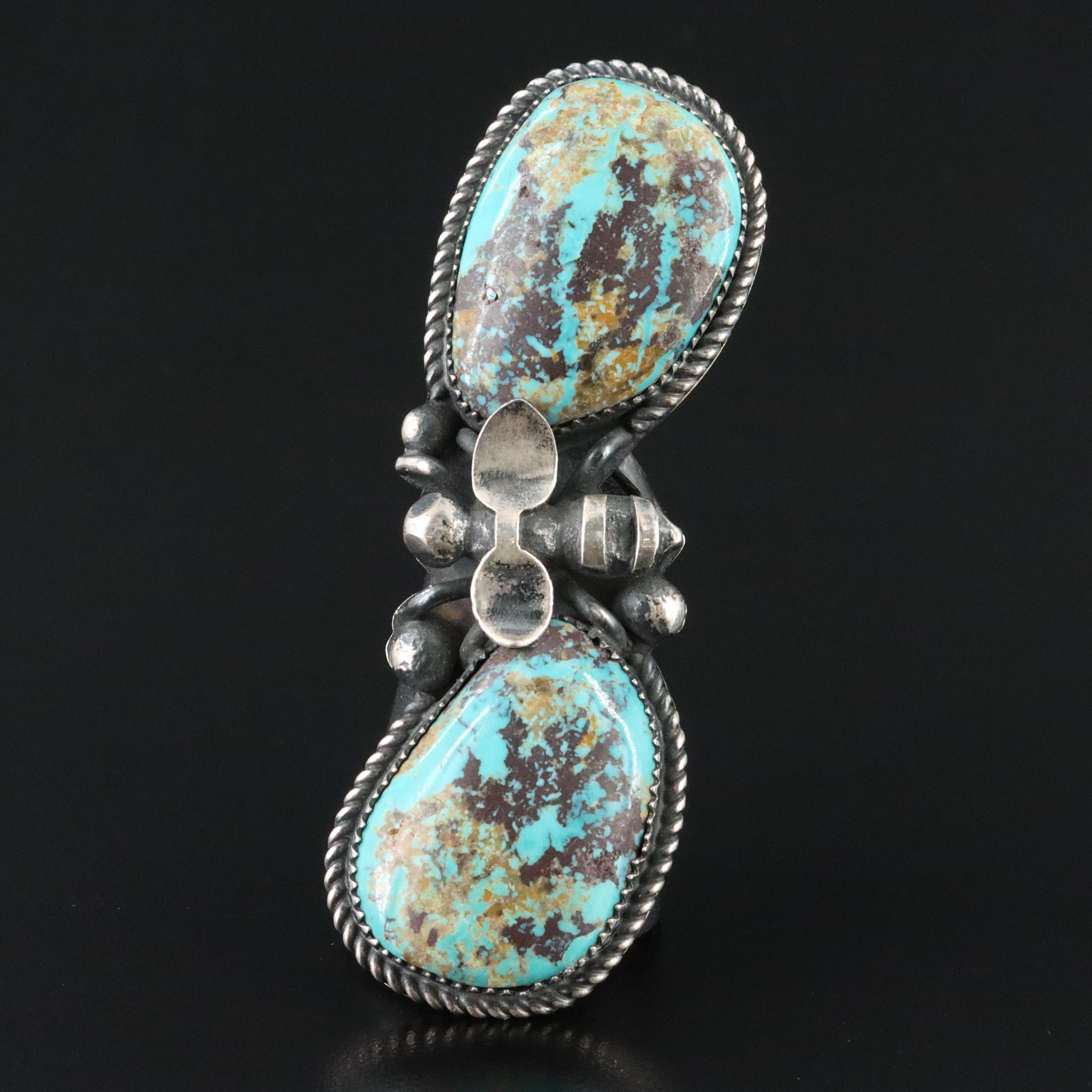 Marcus Chavez Navajo Diné Sterling Turquoise Bee Pointer Ring