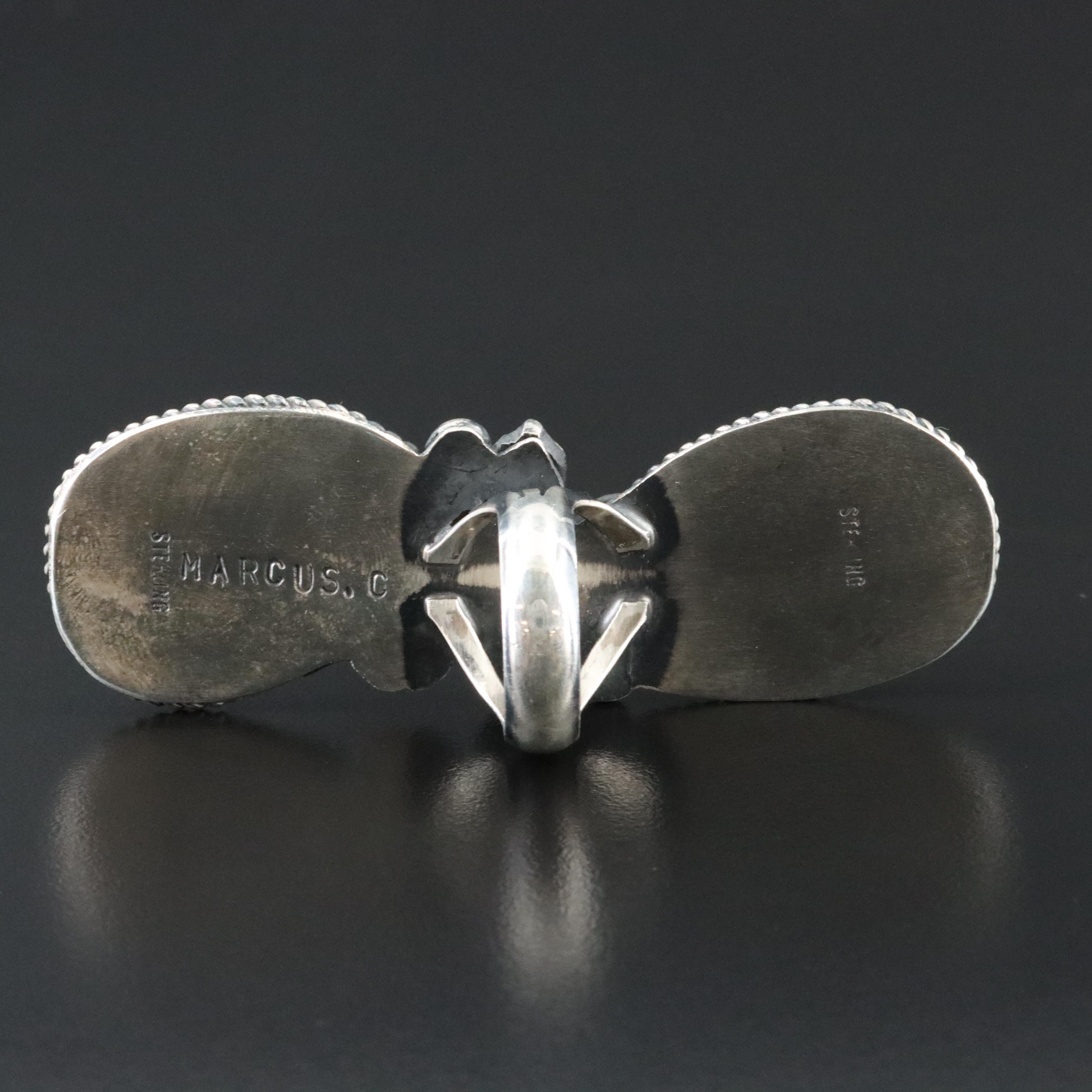 Marcus Chavez Navajo Diné Sterling Turquoise Bee Pointer Ring