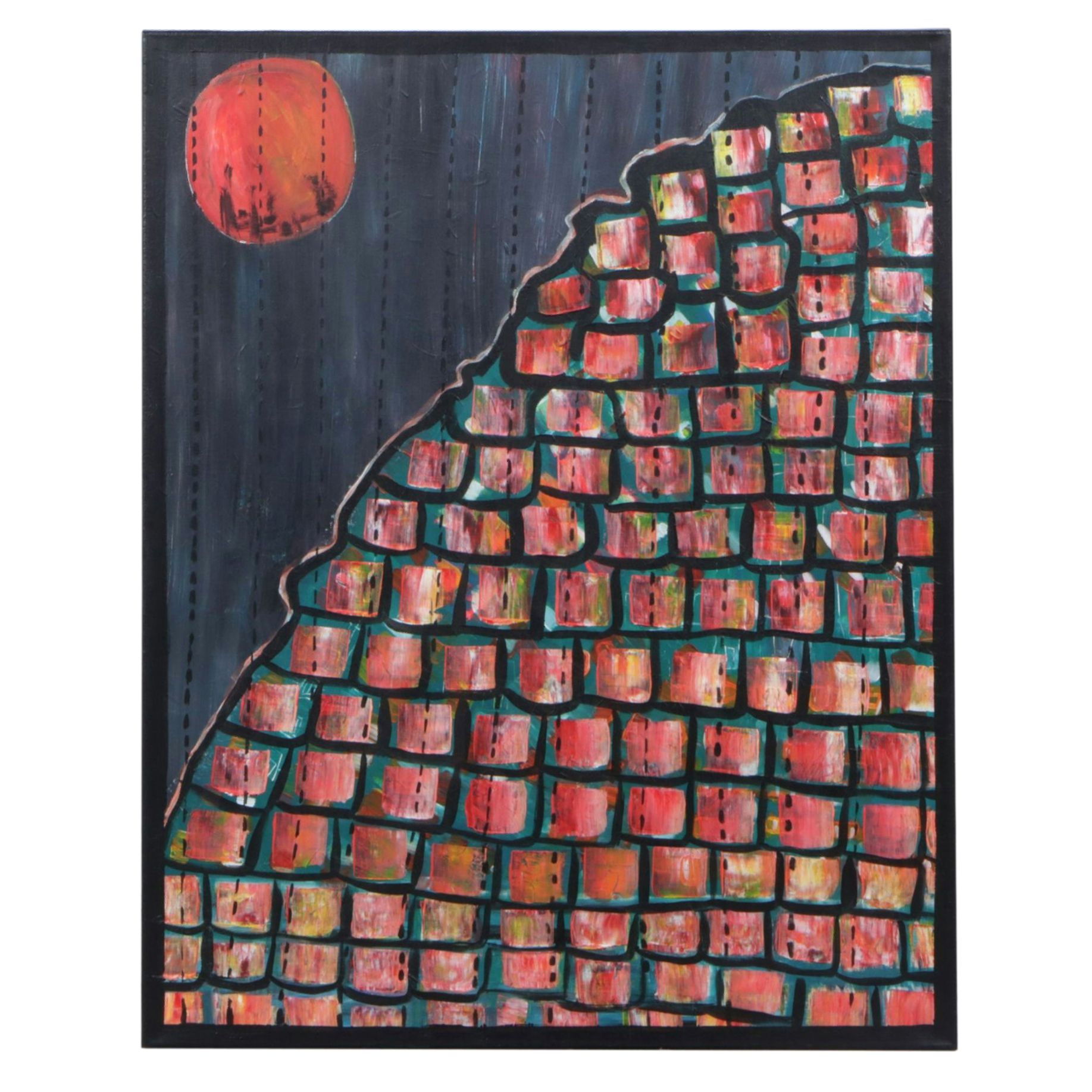 Nandhini Ramanujam Acrylic Painting "Red Mood Day - Through my Windows", 2022