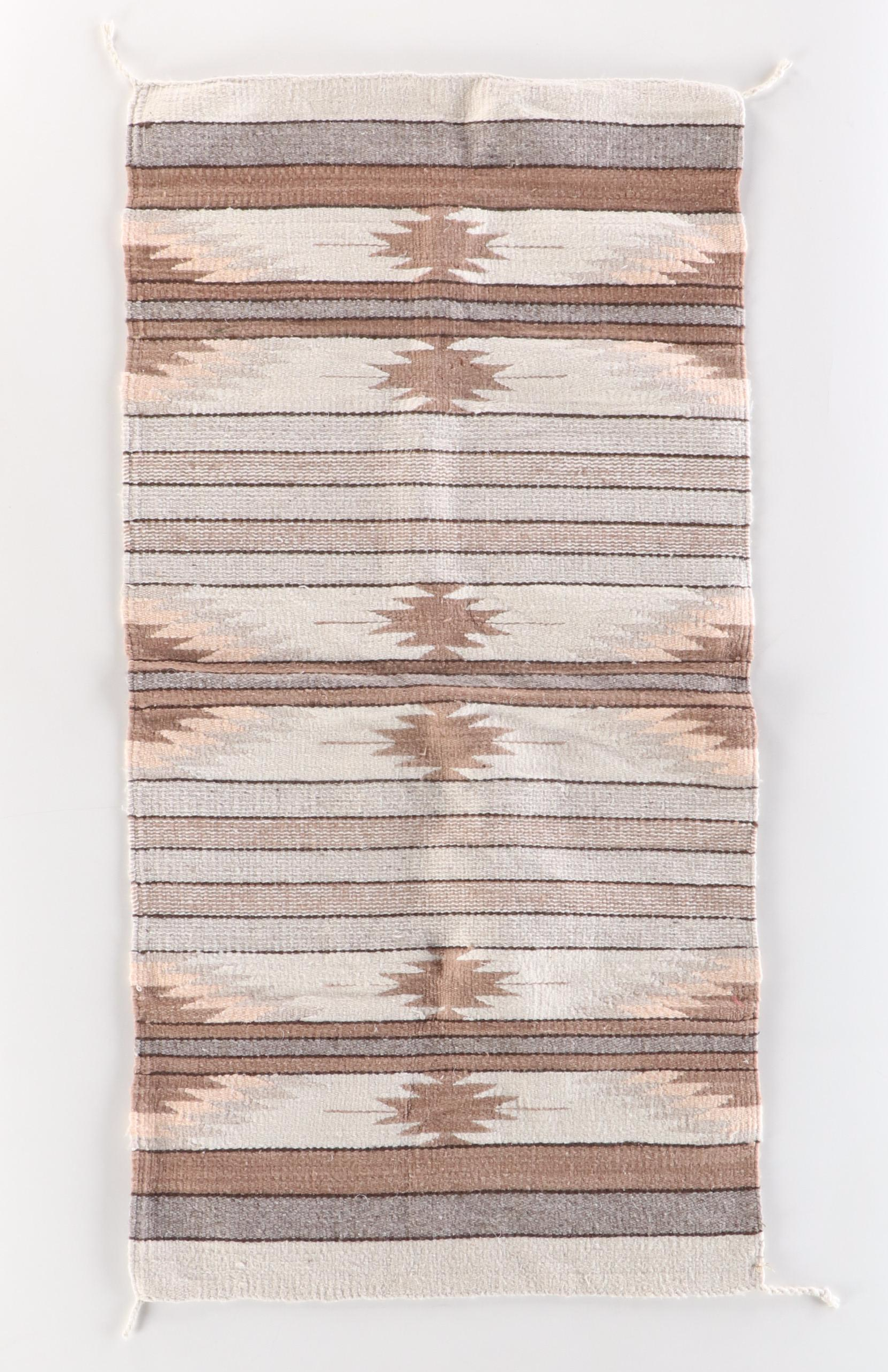 Three Handwoven Southwestern Style Accent Rugs Including Mexican Chimayo