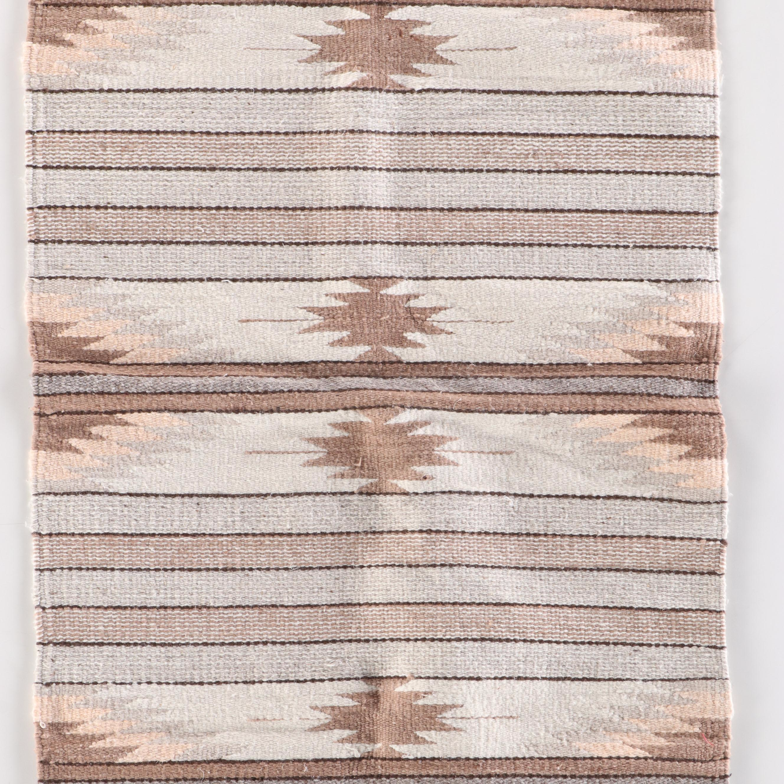 Three Handwoven Southwestern Style Accent Rugs Including Mexican Chimayo