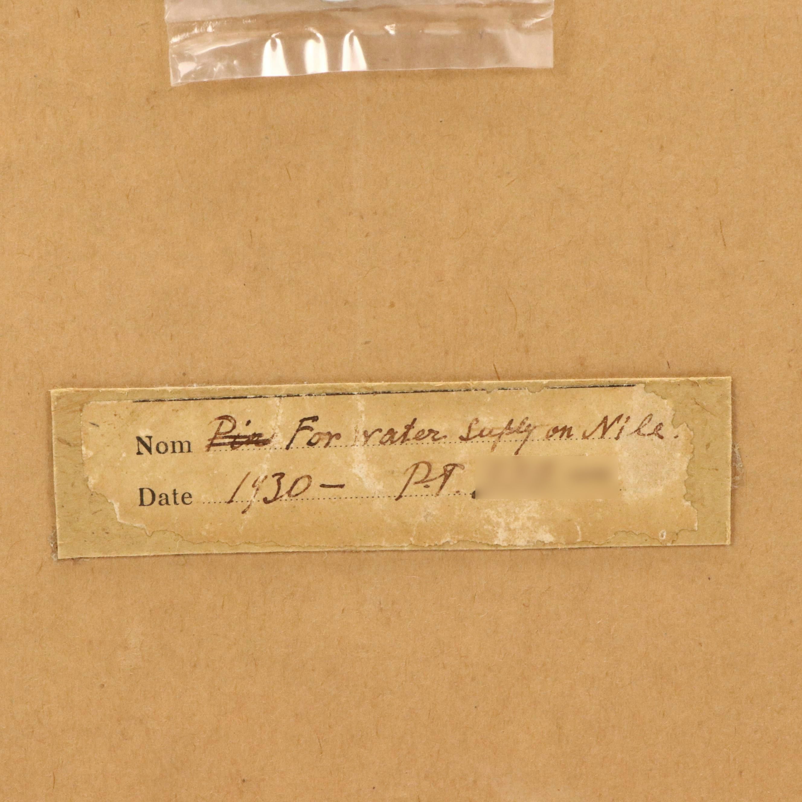 Orientalist Style Watercolor Painting "For Water Supply on Nile," 1930