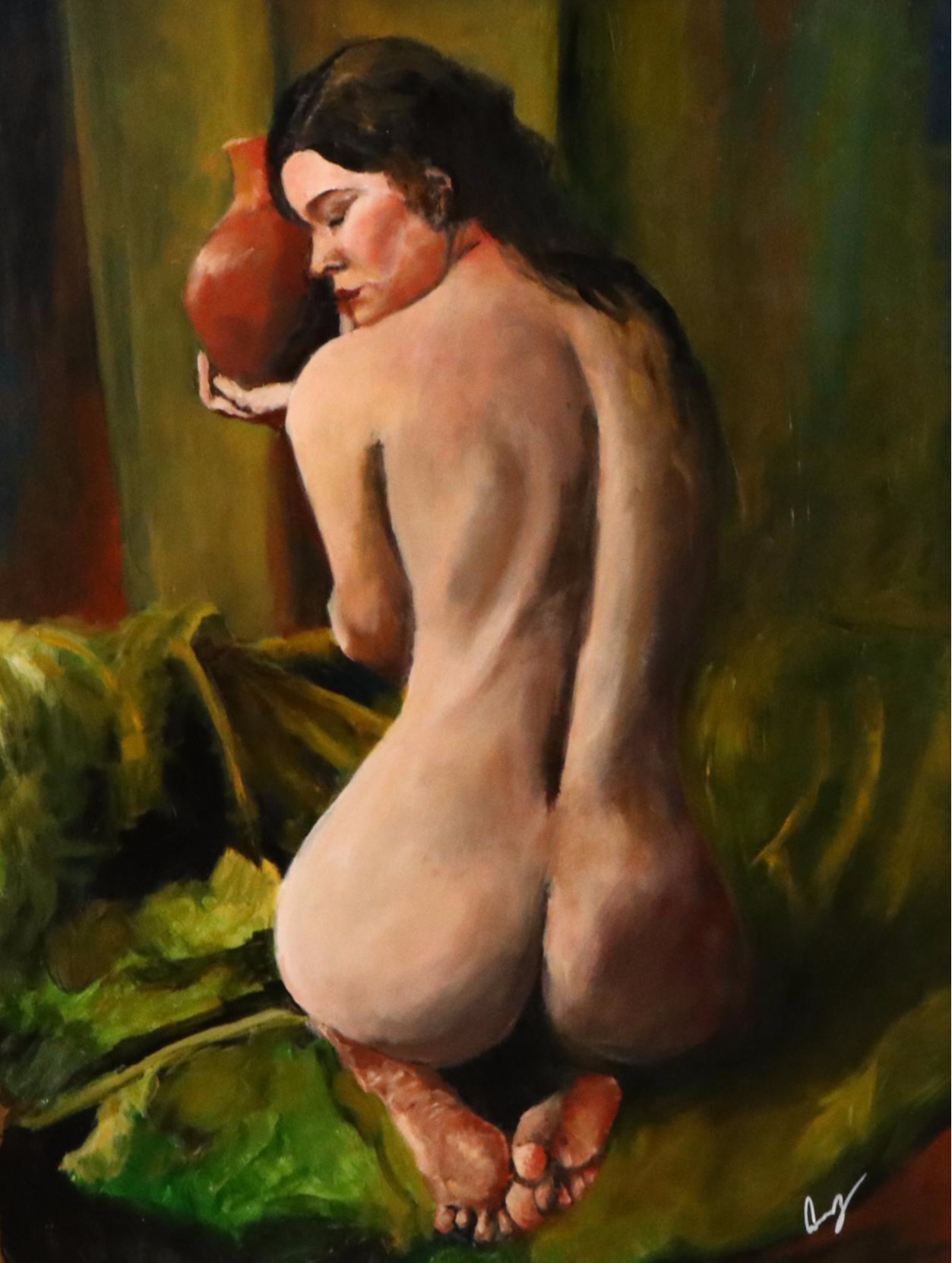James Conroy Symbolist Female Nude Oil Painting "Pandora"