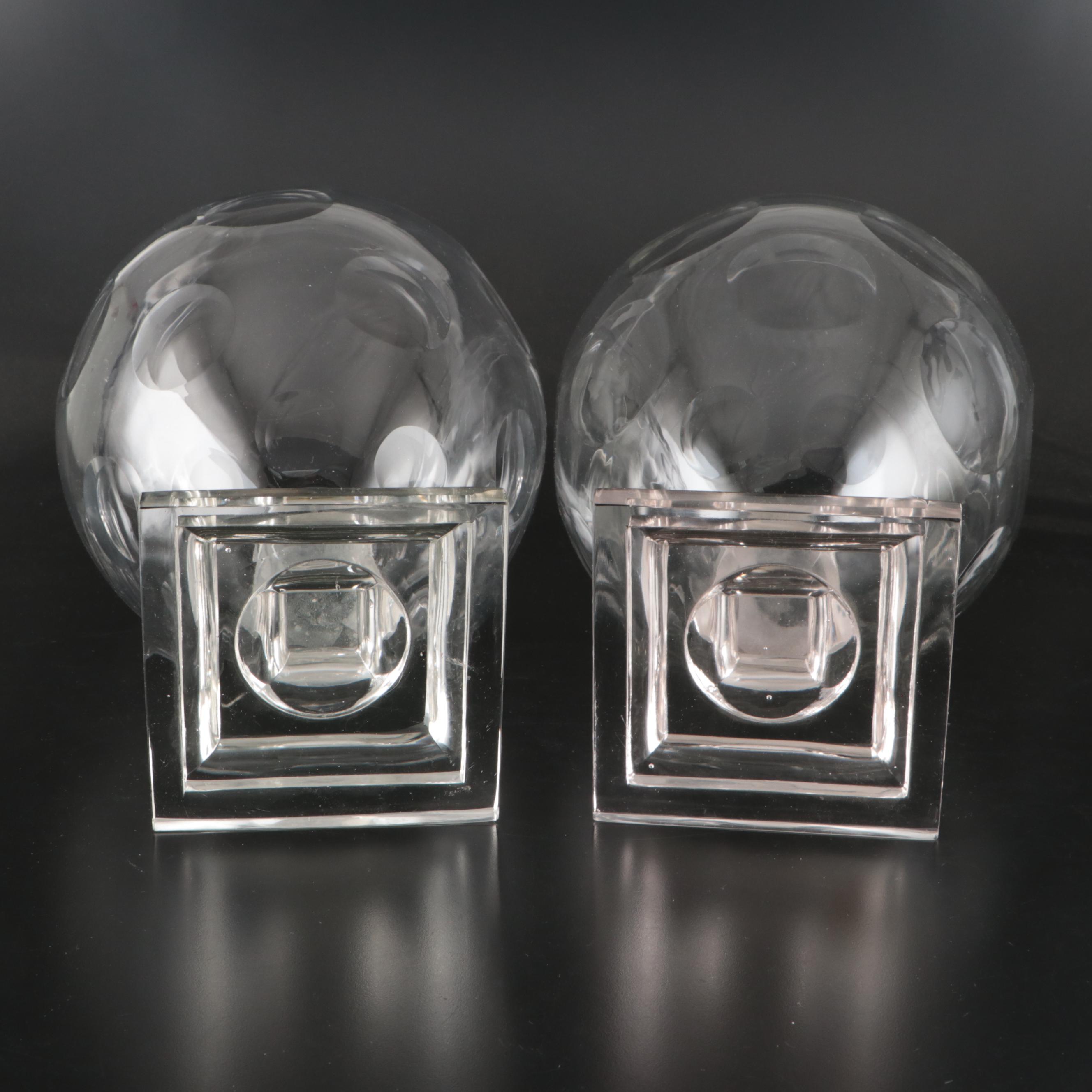 Pair of Georgian Style Coin Etched Footed Vases, 19th Century