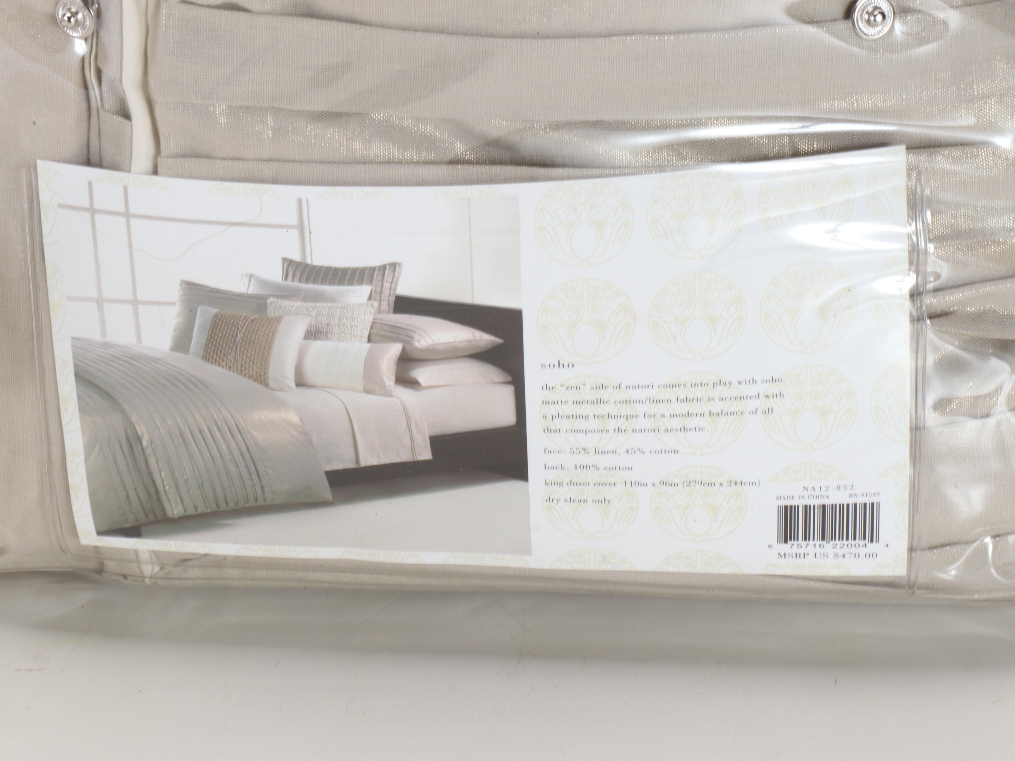 Natori Linen and Cotton Duvet Sham with More Bedding and Pillows