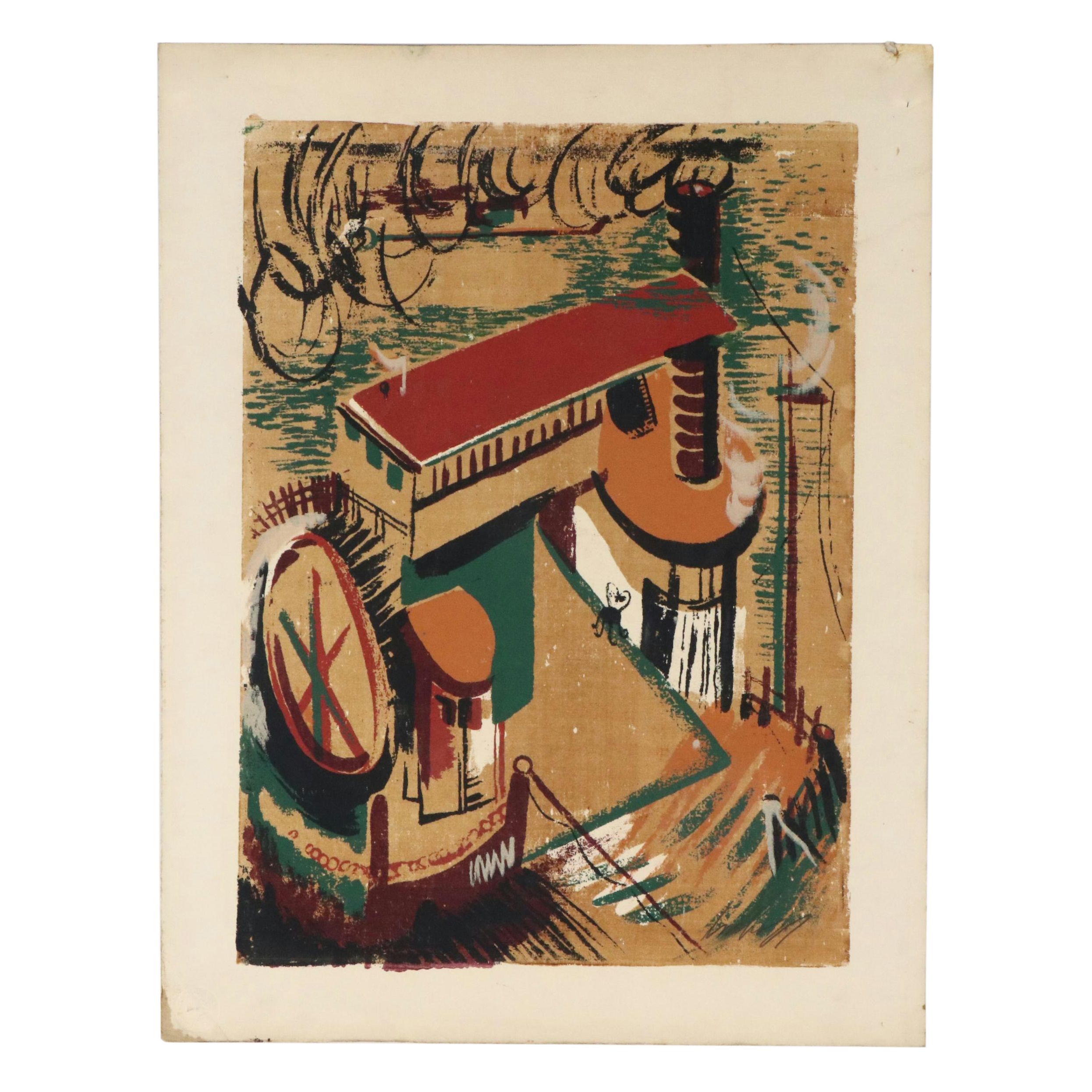 John Imhoff Abstract Cincinnati Incline Serigraph, Mid to Late 20th Century