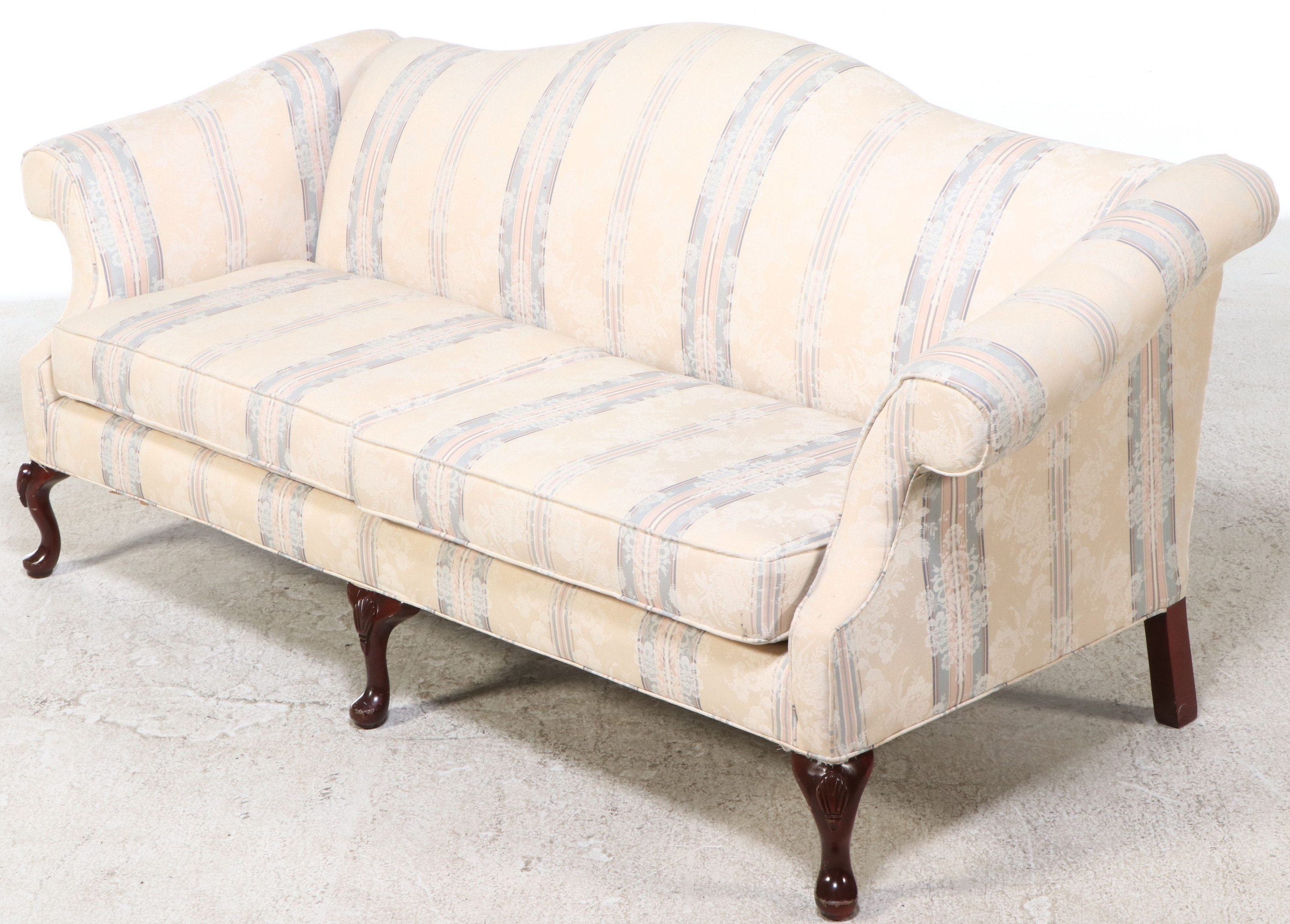 Fashion Hill Collection Chippendale Style Upholstered Camelback Sofa