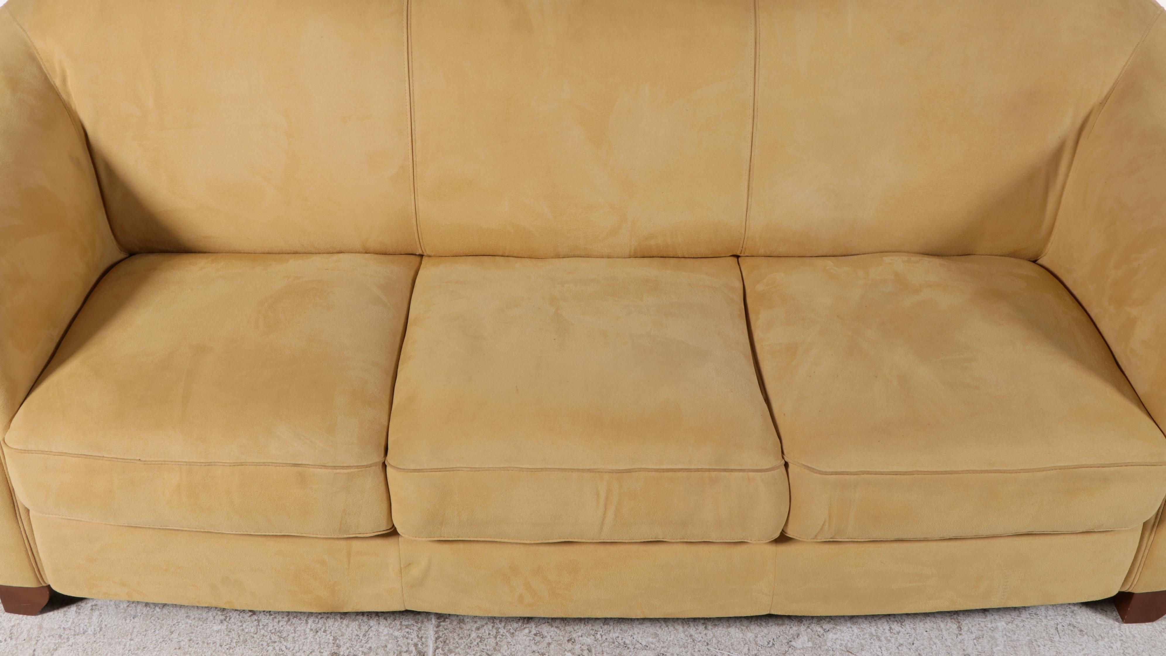 Italsof Art Deco Suede Sofa with Accent Pillows