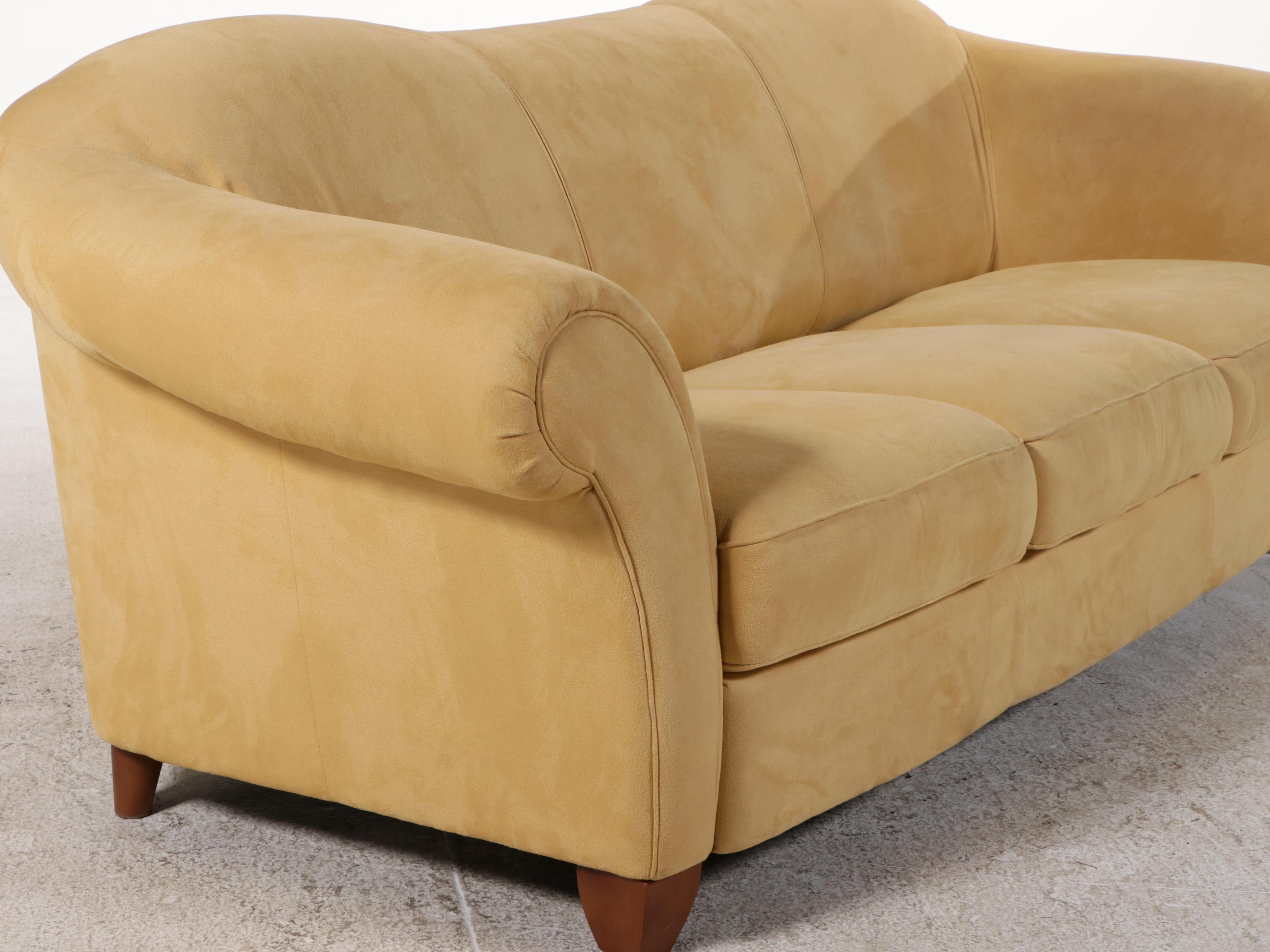 Italsof Art Deco Suede Sofa with Accent Pillows