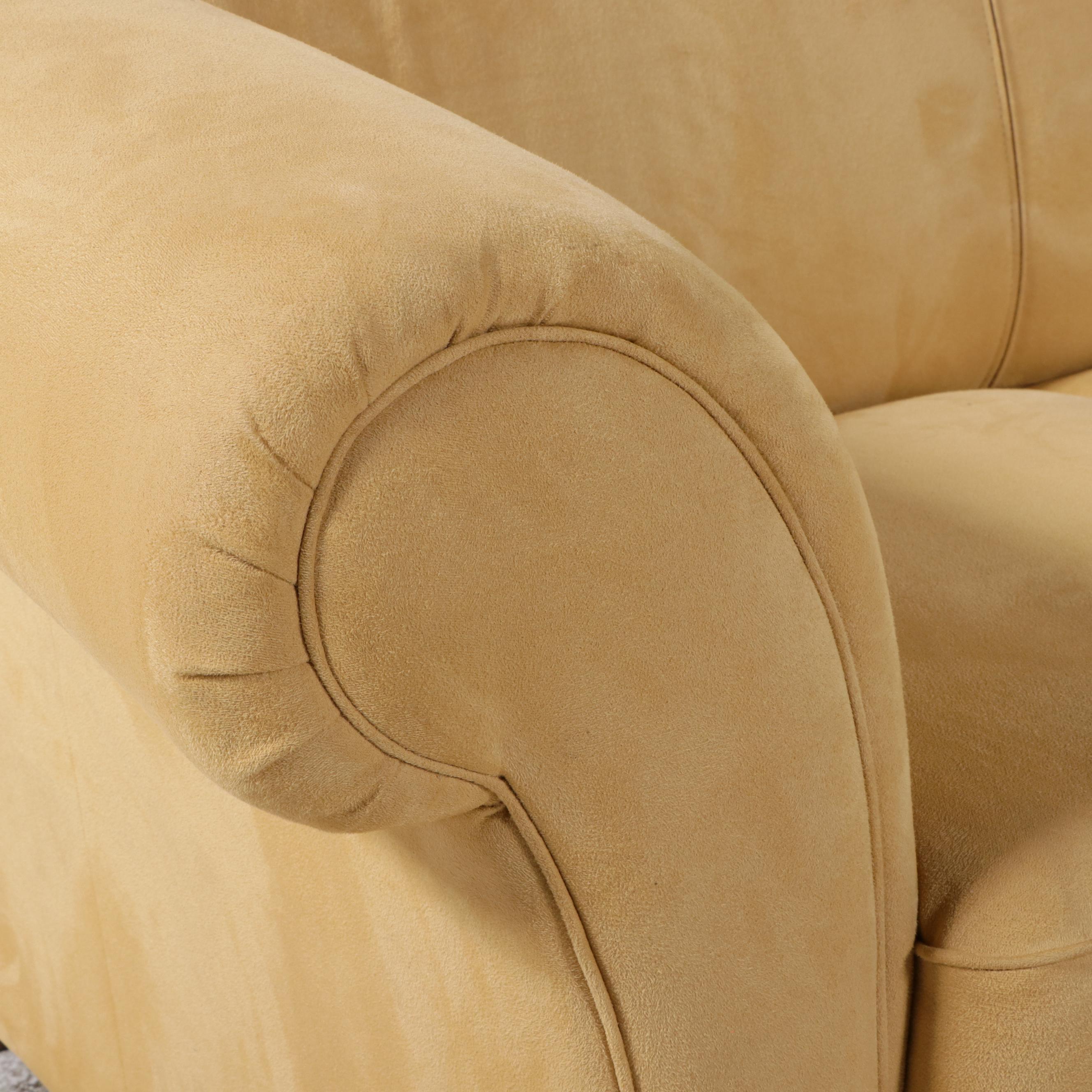 Italsof Art Deco Suede Sofa with Accent Pillows