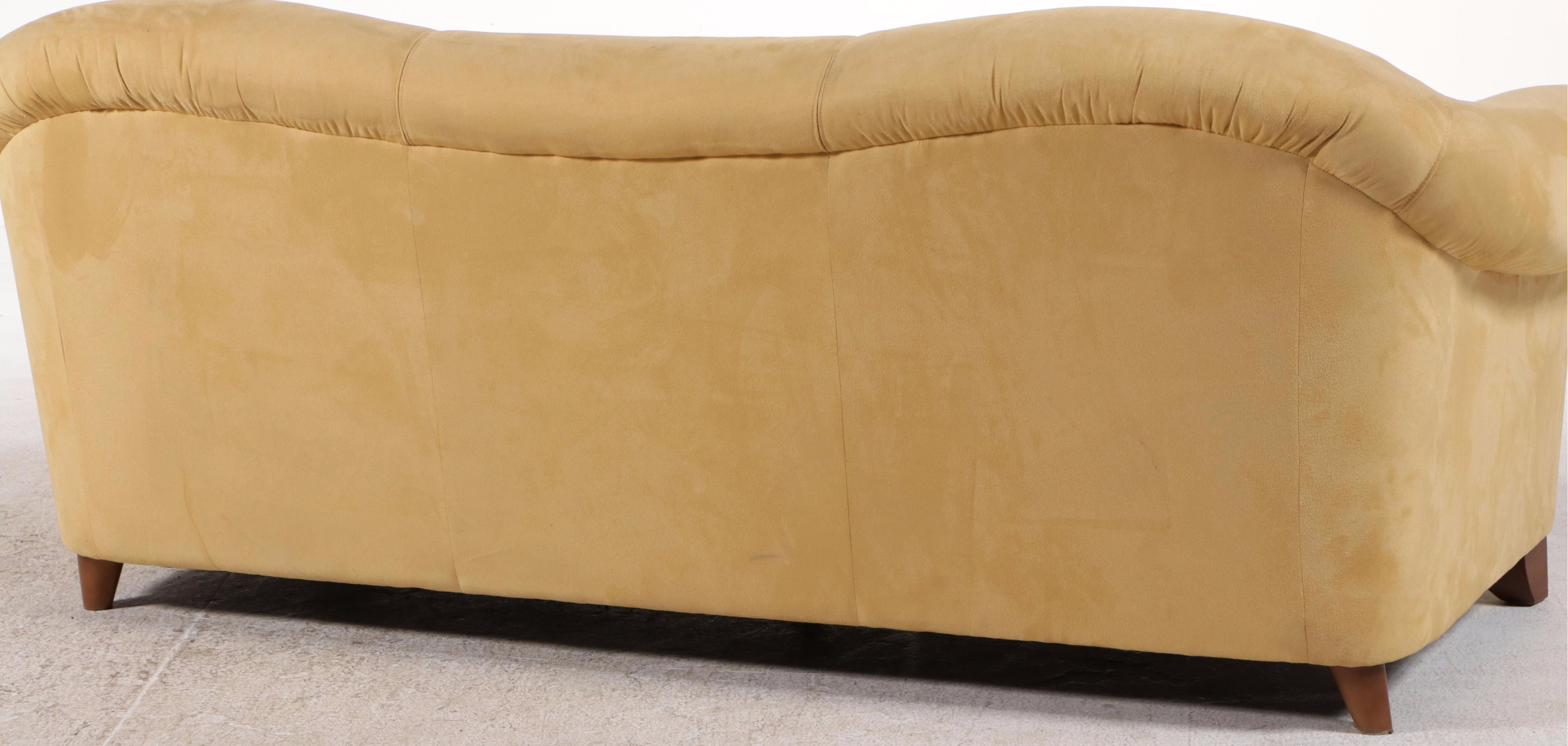 Italsof Art Deco Suede Sofa with Accent Pillows