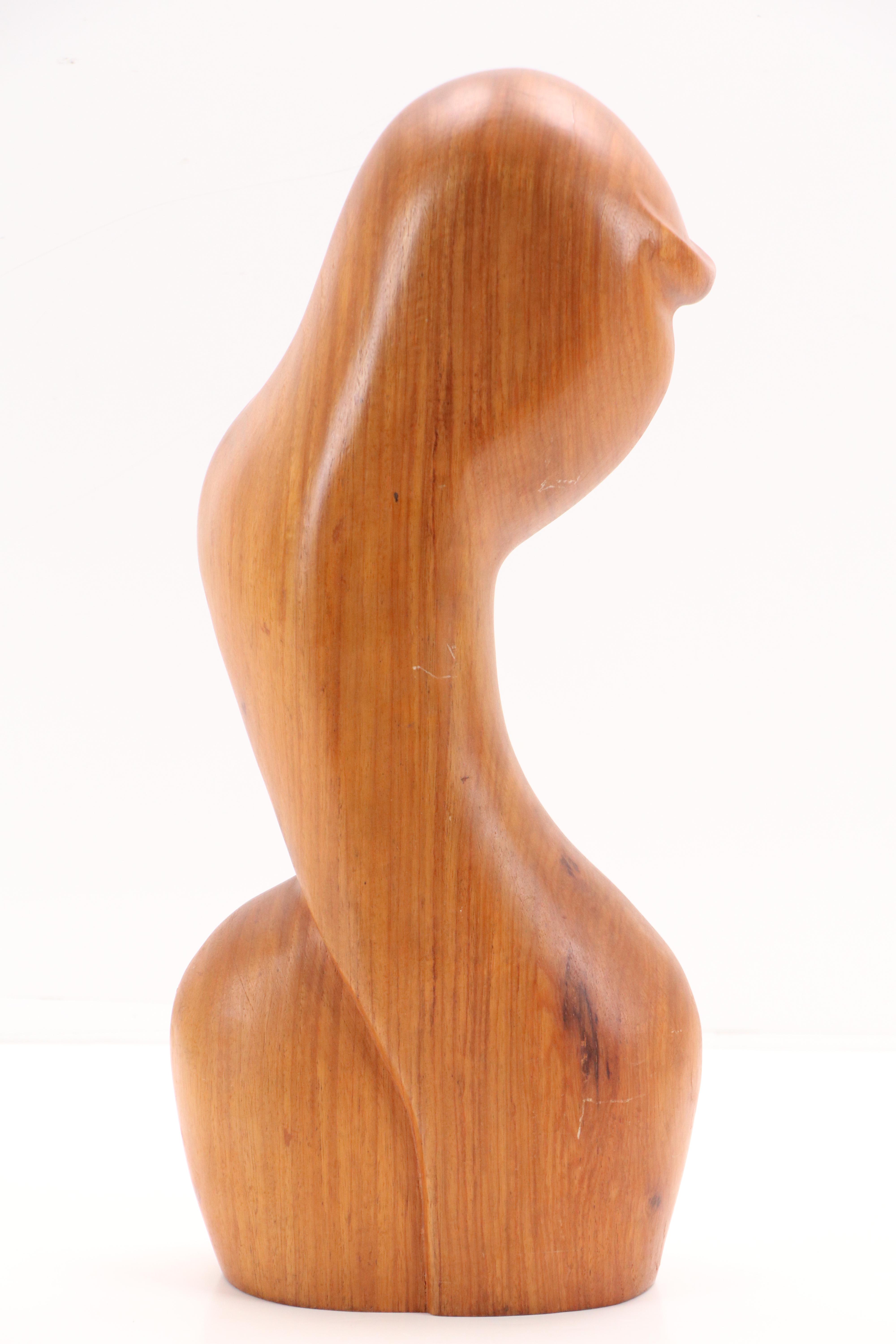 Lepanto Crafts Stylized Carved Wooden Bust, Mid-20th Century