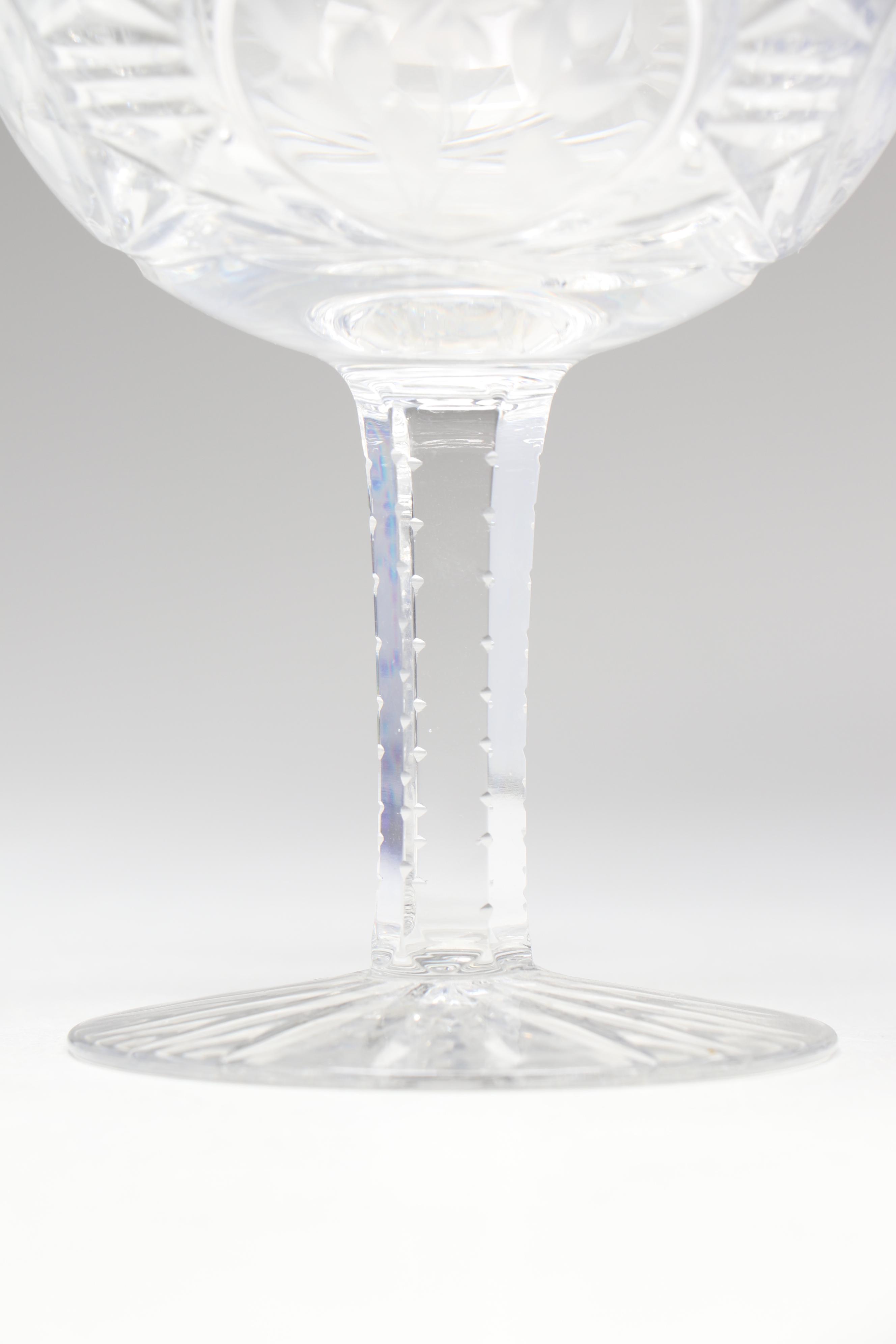 Bohemian Style Blue Cut to Clear Vase with Etched Crystal Champagne Coupes