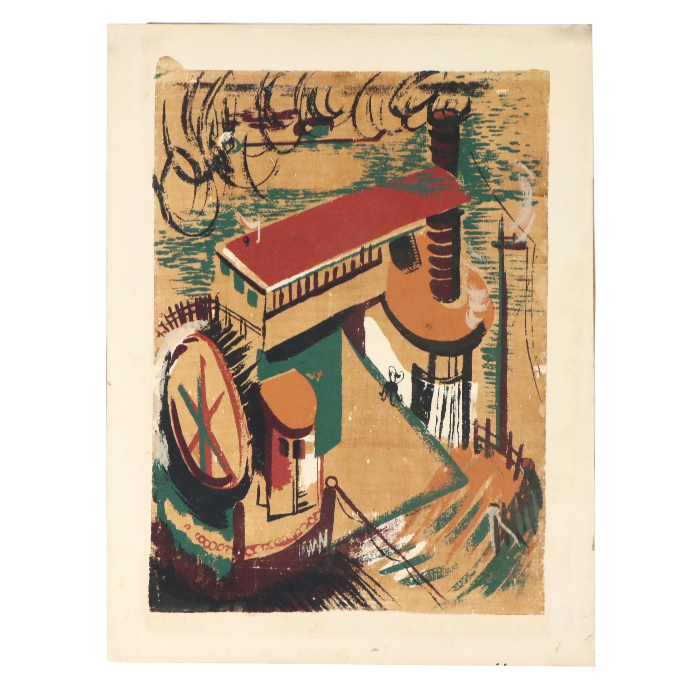 John Imhoff Abstract Cincinnati Incline Serigraph, Mid to Late 20th Century