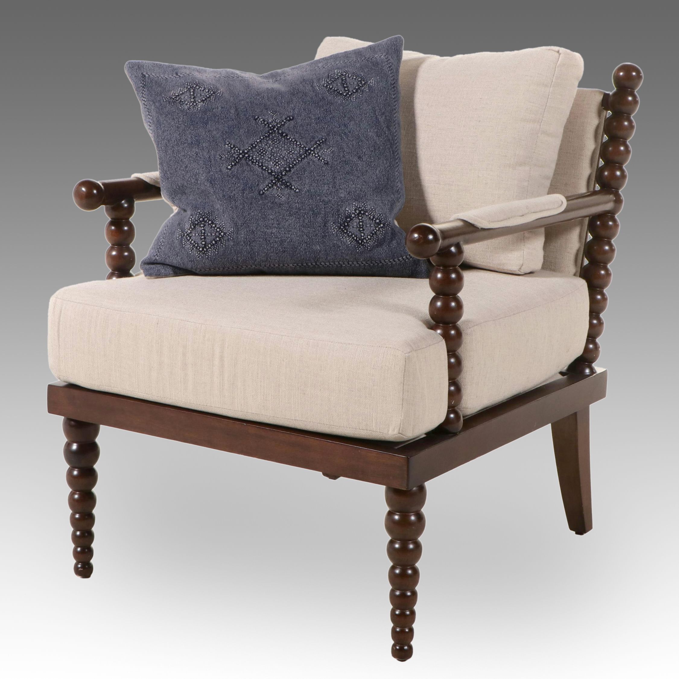 Uttermost Contemporary Ball Turned Wood Armchair