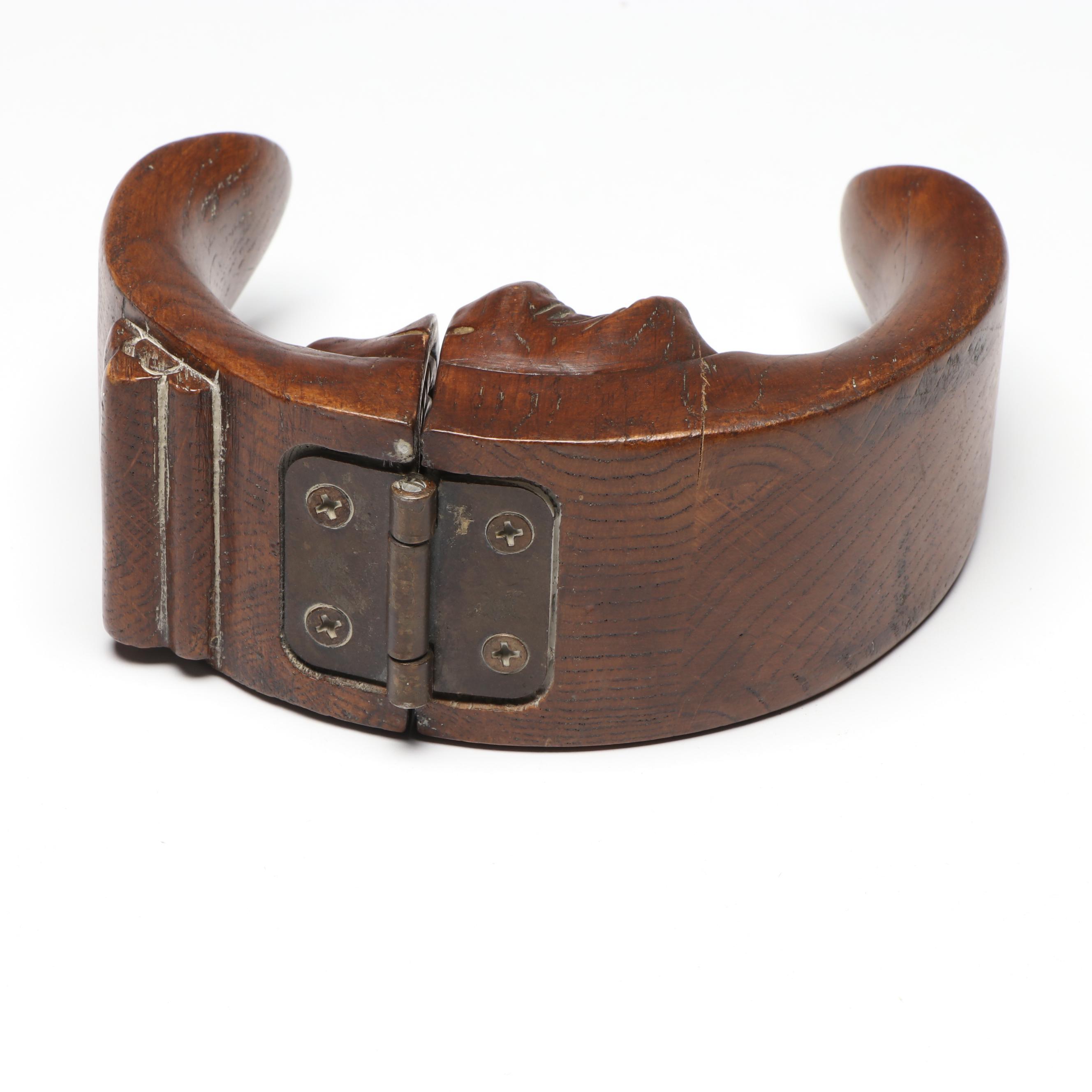 Carved Wood Man in Crescent Moon Nutcracker and Glass Block Paperweight