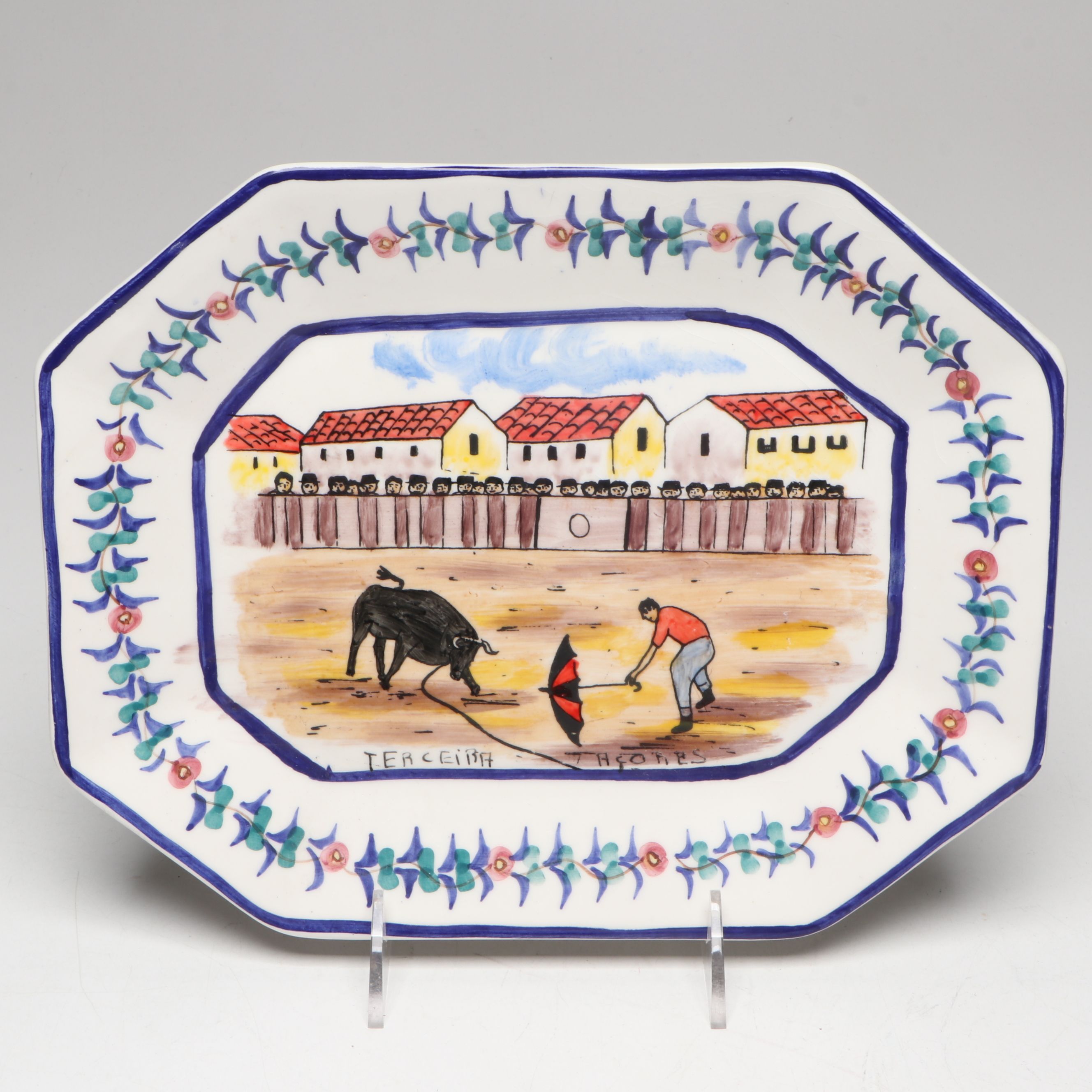 Terceira Azores Hand-Painted Platter and Other Ceramic Table Accessories