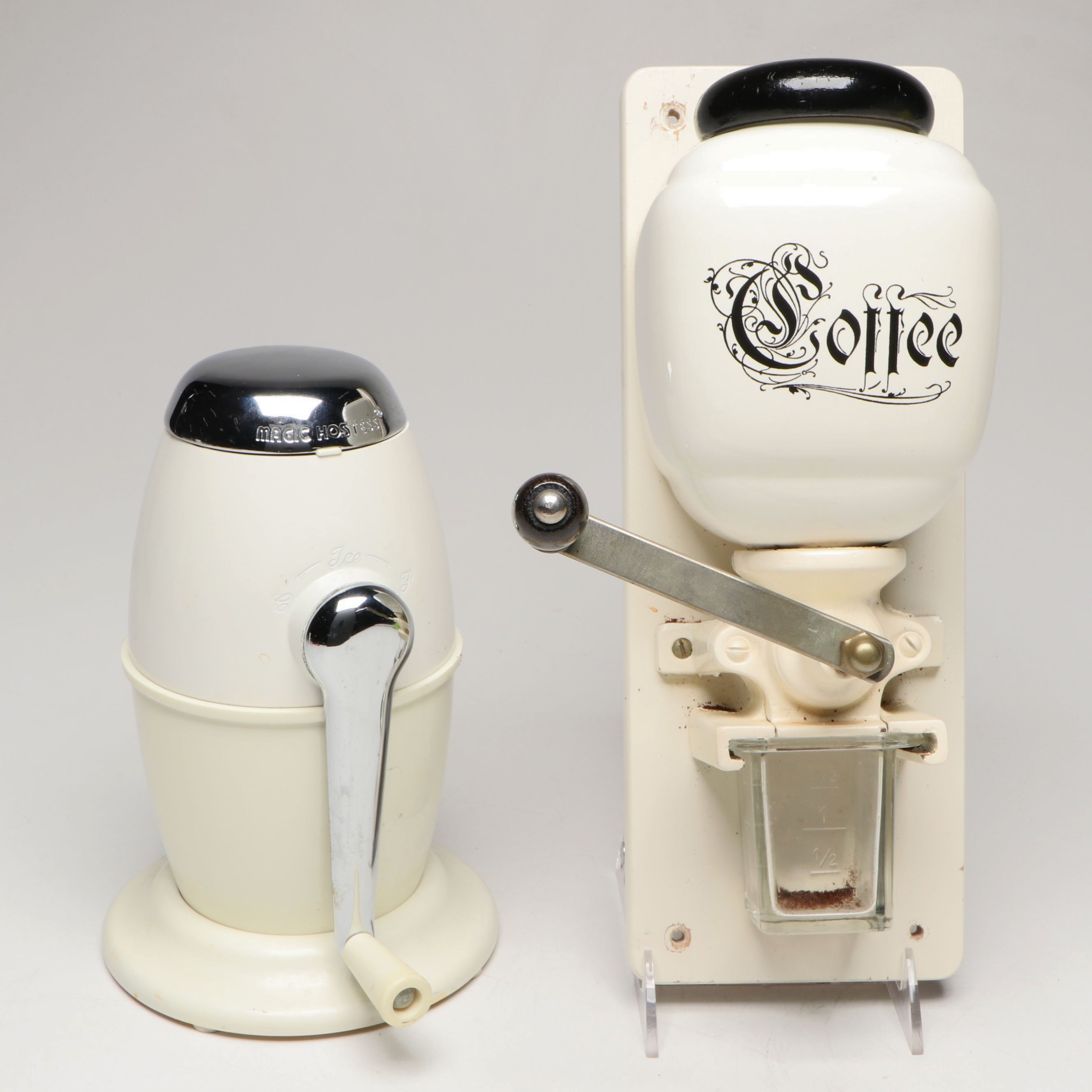 Magic Hostess Vintage Ice Crusher with West German Ceramic Wall Coffee Grinder