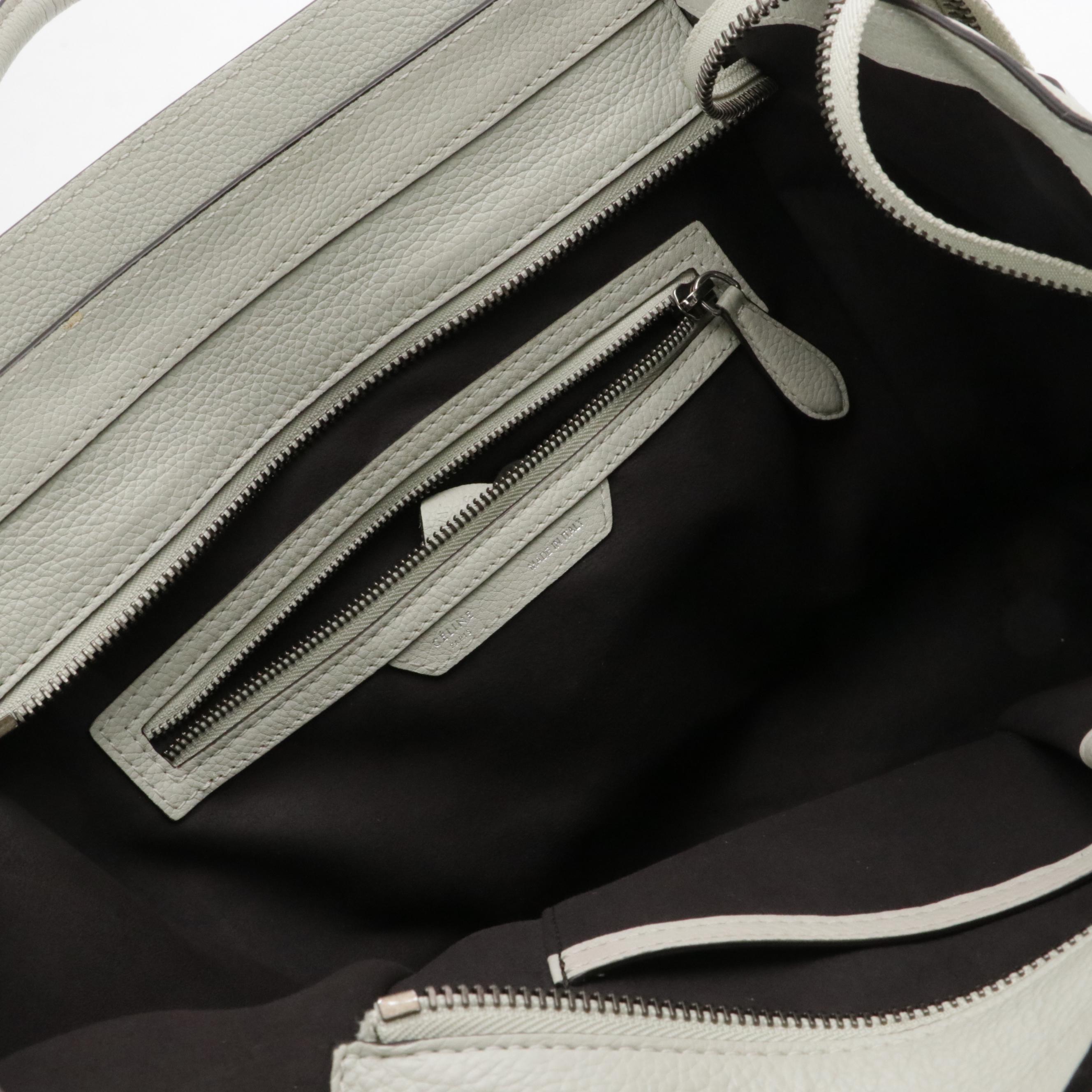 Céline Mini Luggage Tote in Off-White Grained Calfskin Leather