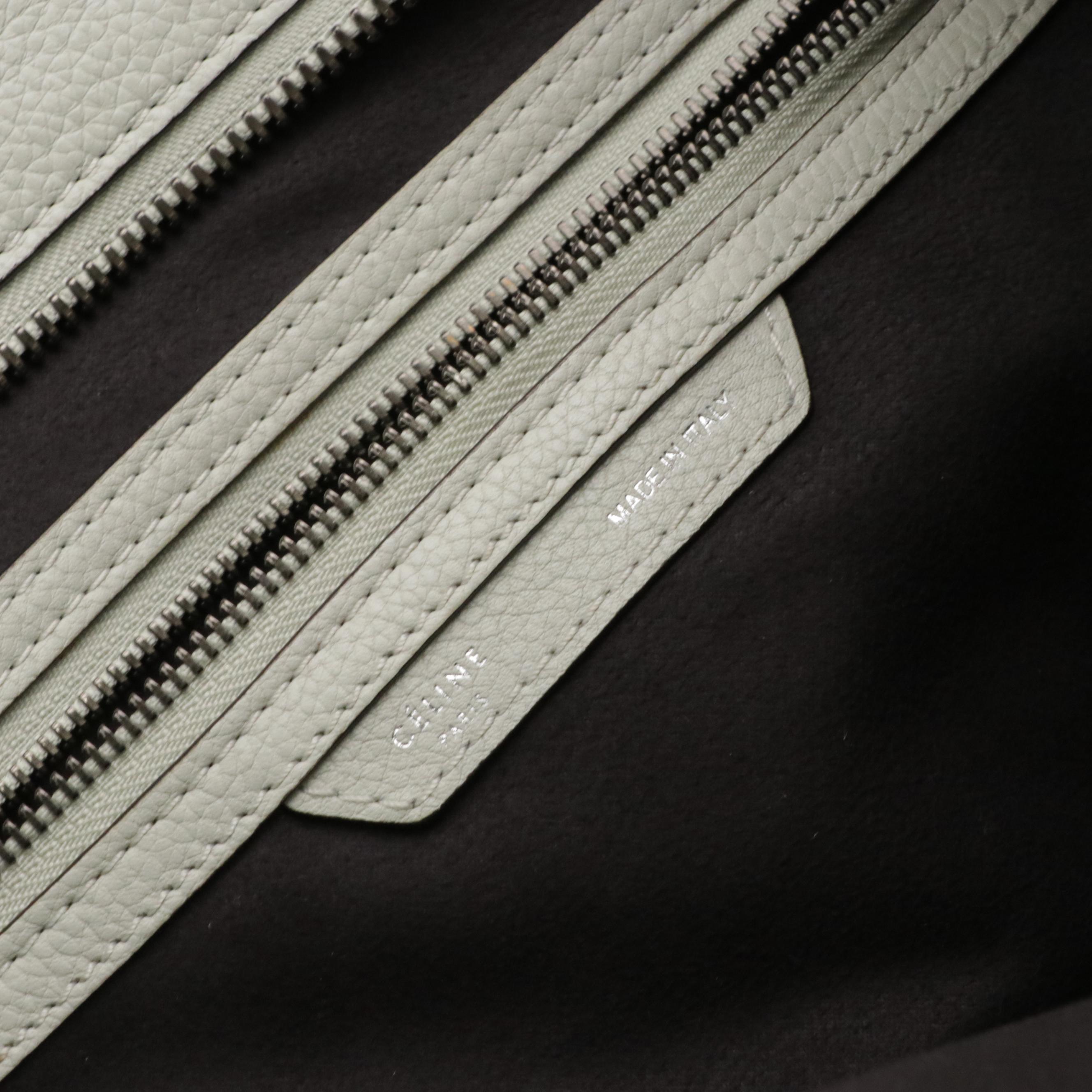 Céline Mini Luggage Tote in Off-White Grained Calfskin Leather