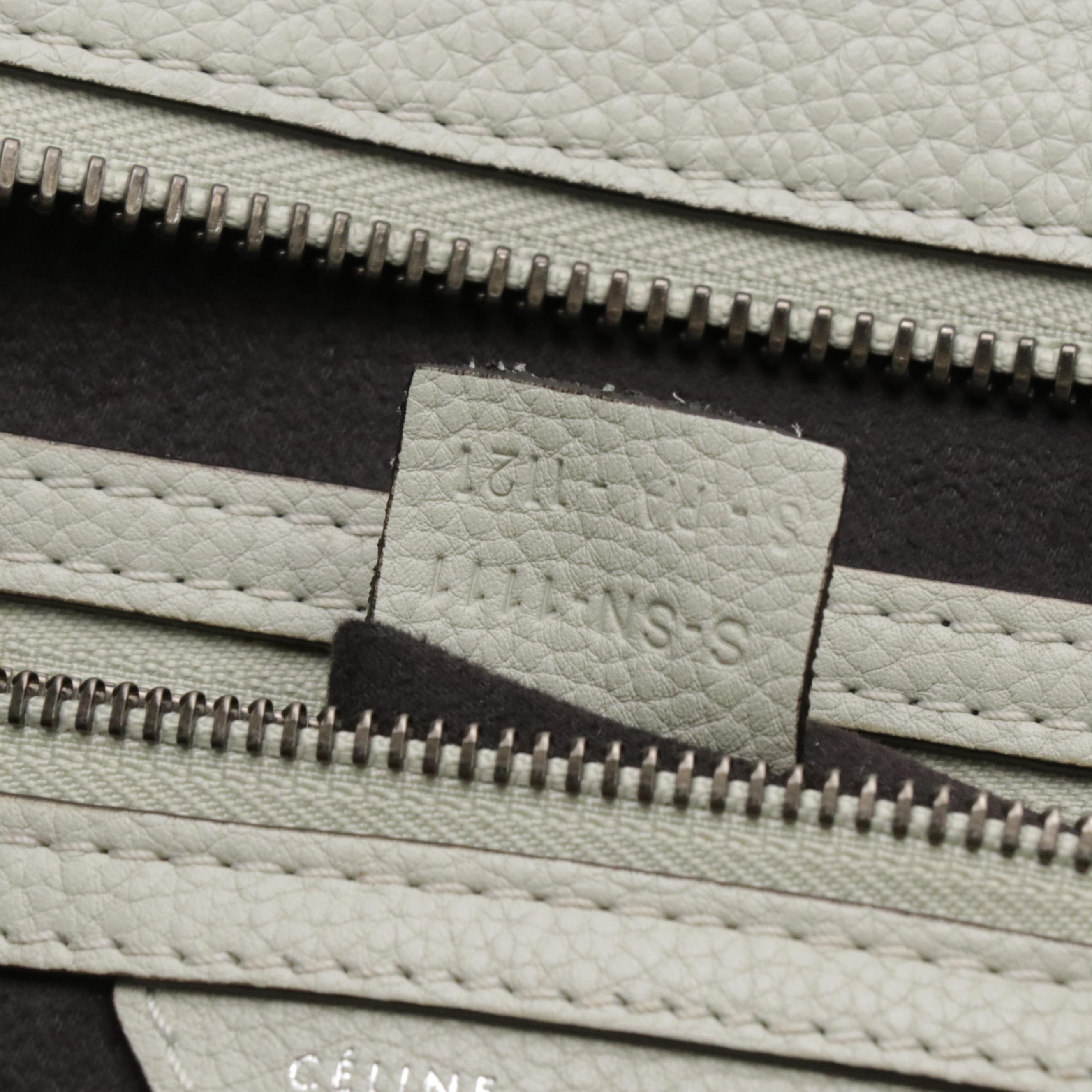 Céline Mini Luggage Tote in Off-White Grained Calfskin Leather