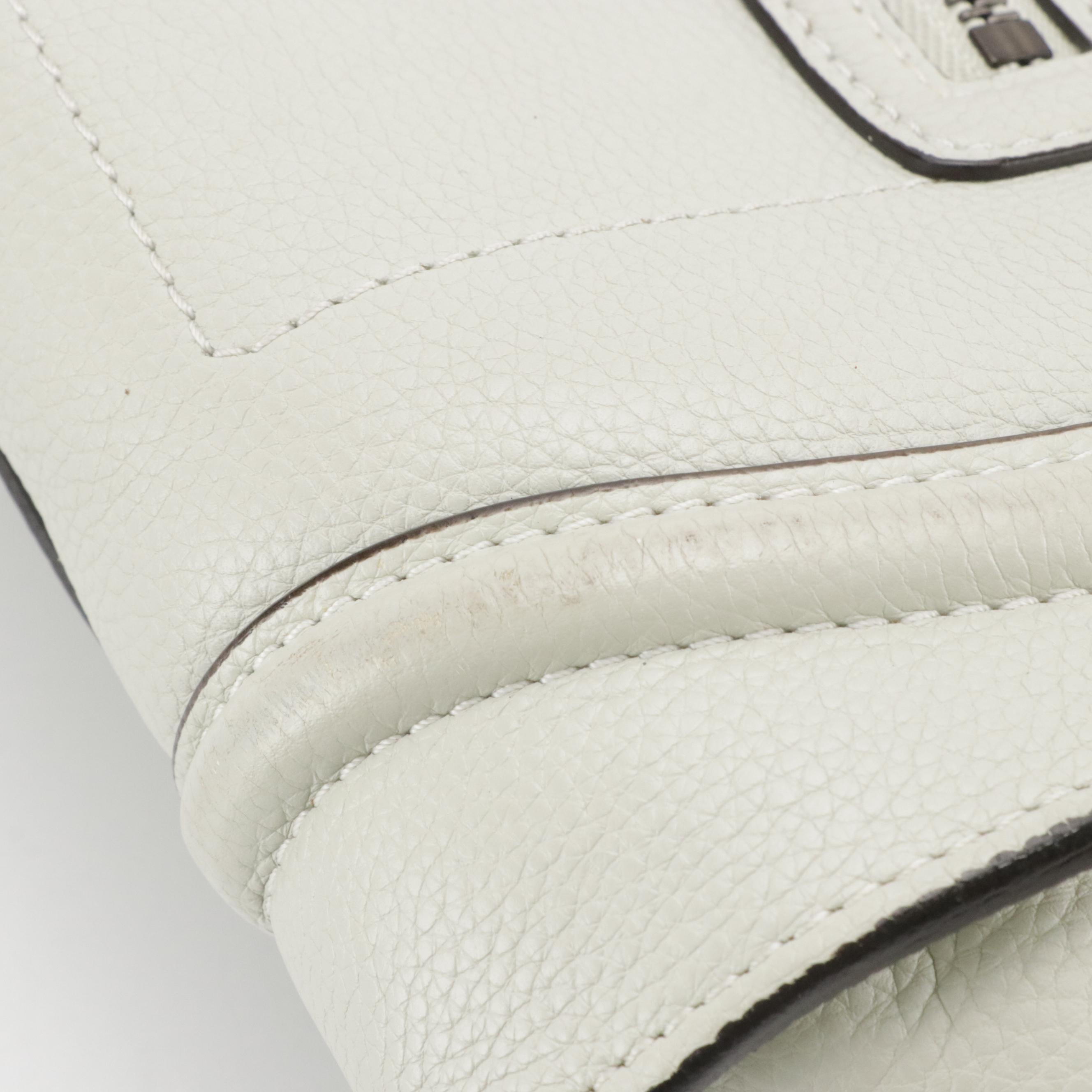 Céline Mini Luggage Tote in Off-White Grained Calfskin Leather