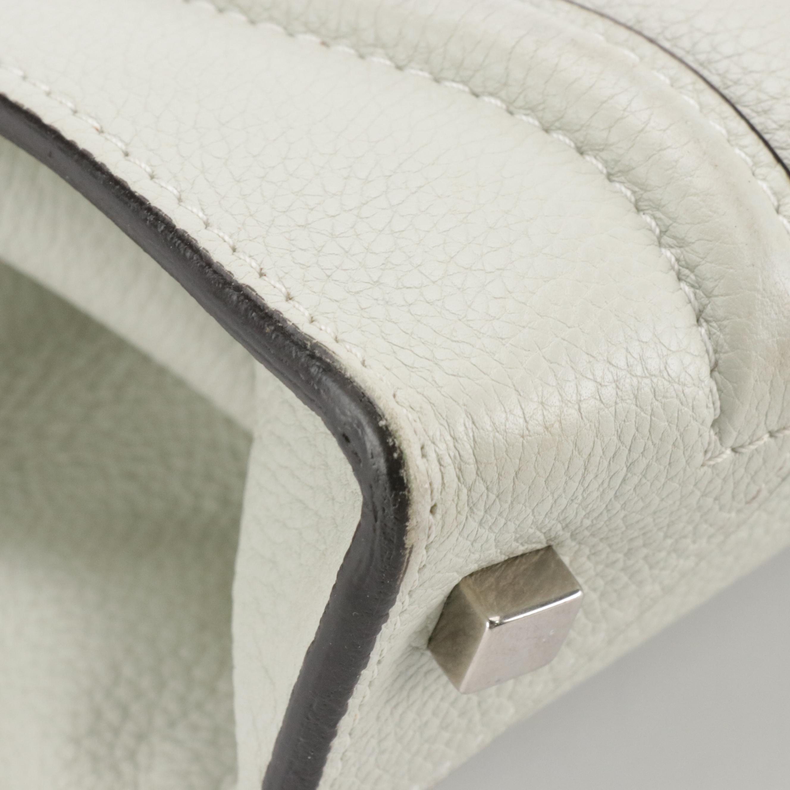 Céline Mini Luggage Tote in Off-White Grained Calfskin Leather