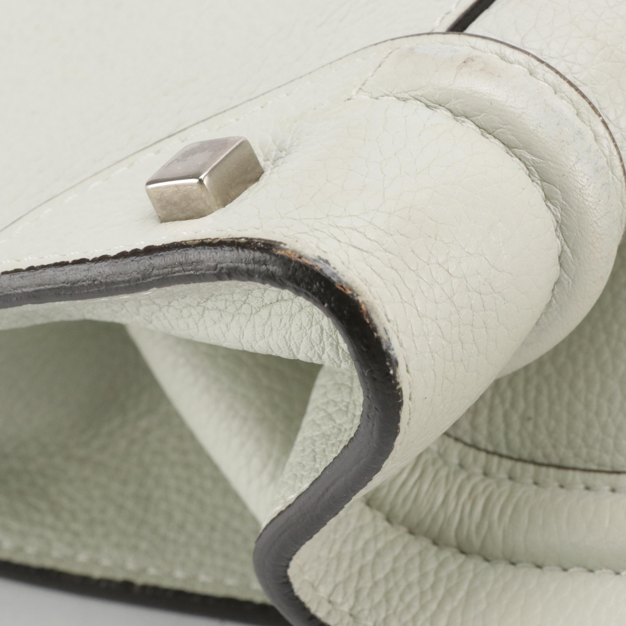 Céline Mini Luggage Tote in Off-White Grained Calfskin Leather