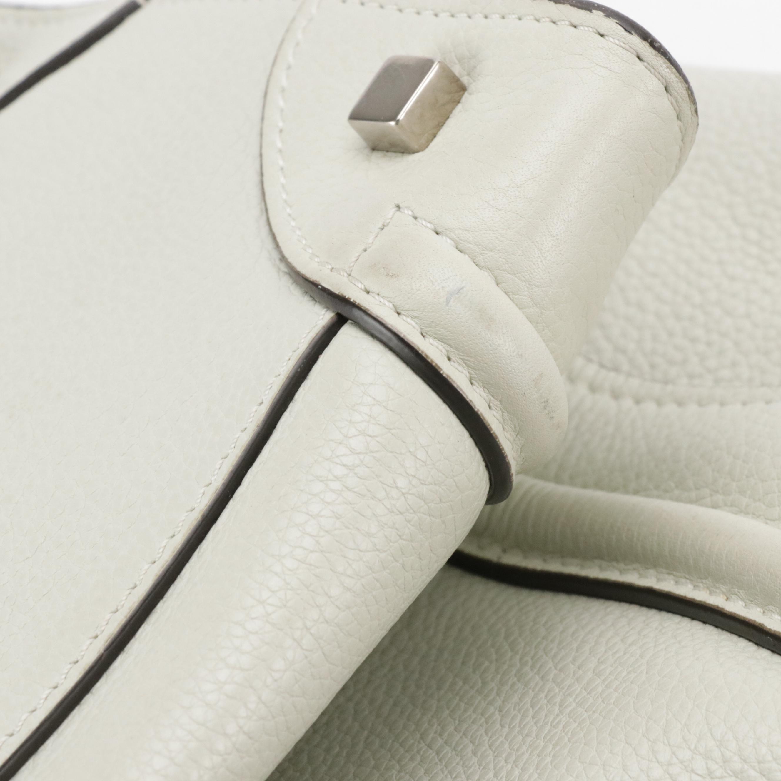 Céline Mini Luggage Tote in Off-White Grained Calfskin Leather
