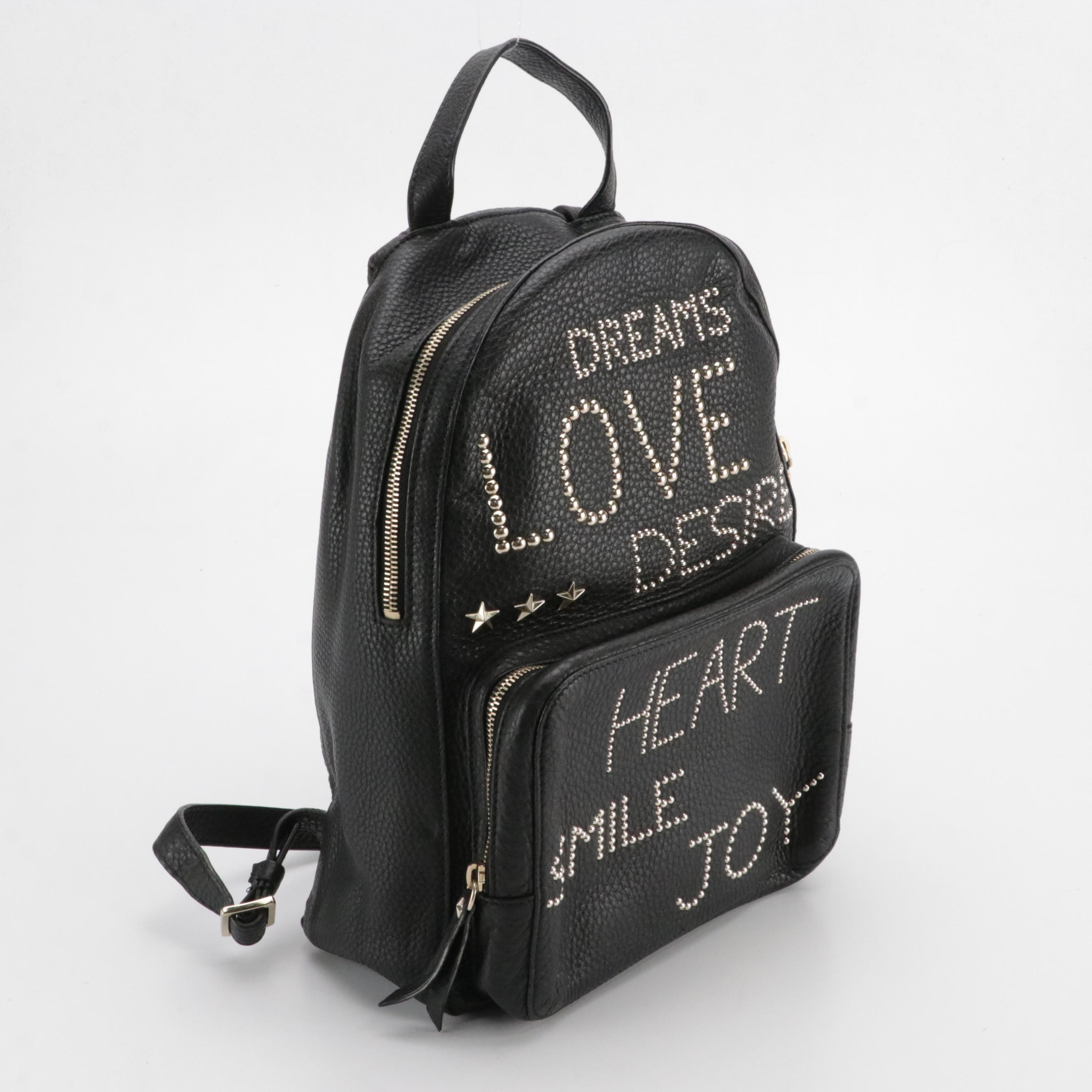 RED Valentino Studded Black Calfskin Leather Backpack