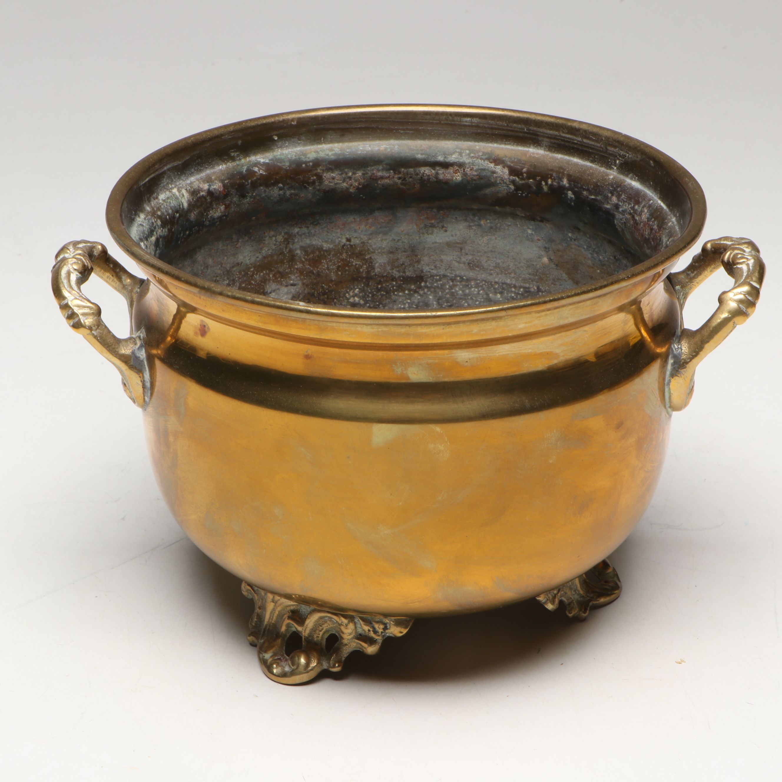 Victorian Style Brass Bail Handled Bucket and Cachepot