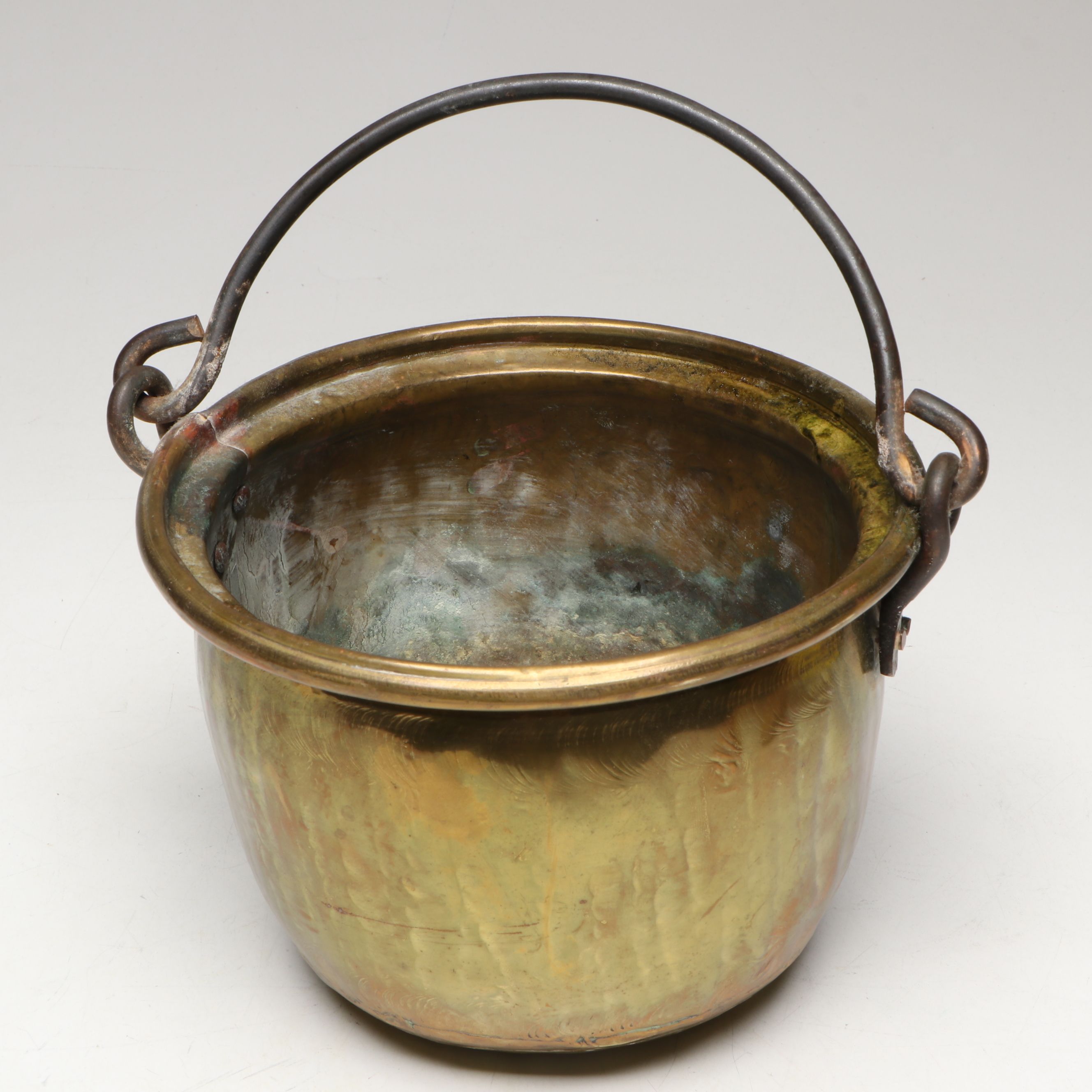 Victorian Style Brass Bail Handled Bucket and Cachepot