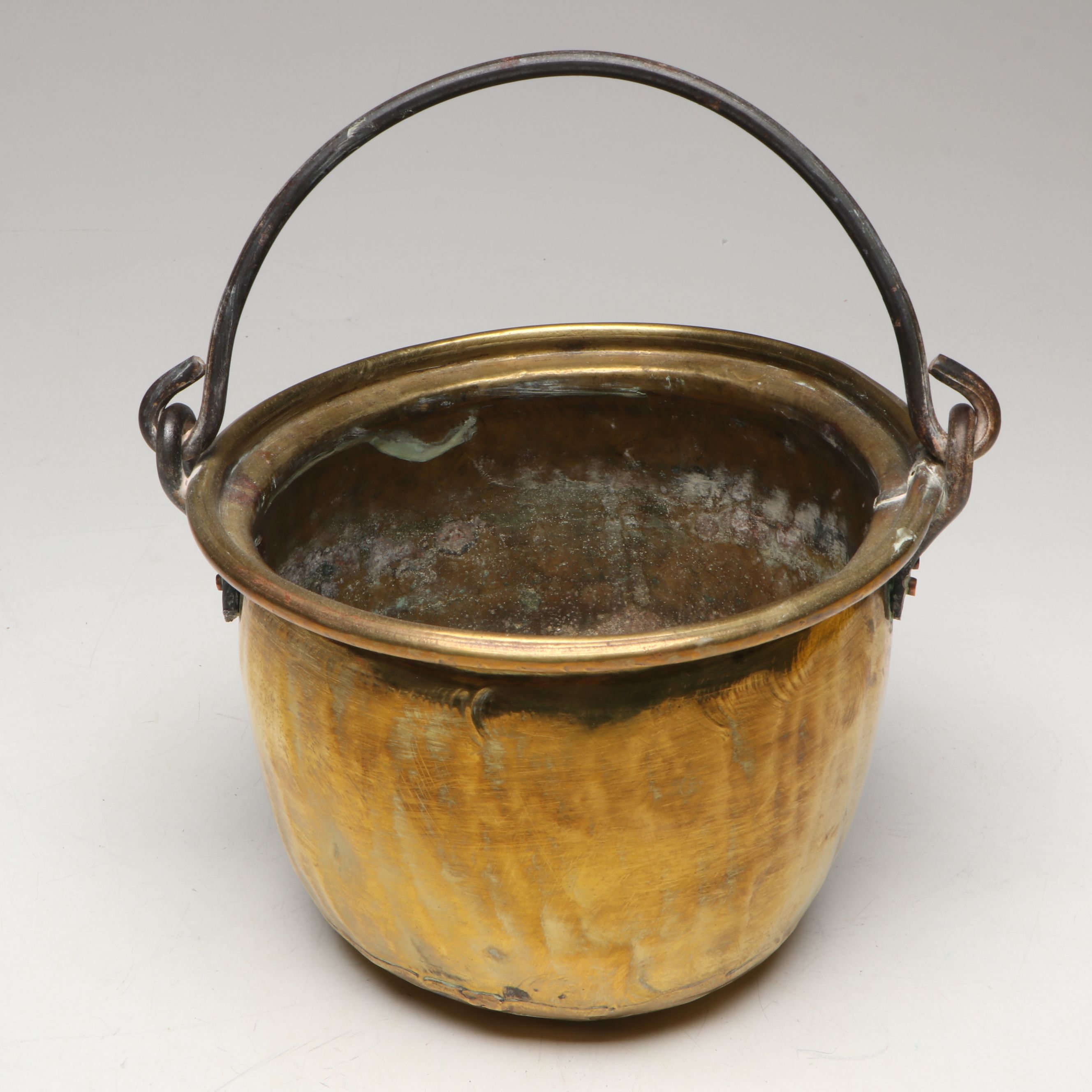 Victorian Style Brass Bail Handled Bucket and Cachepot