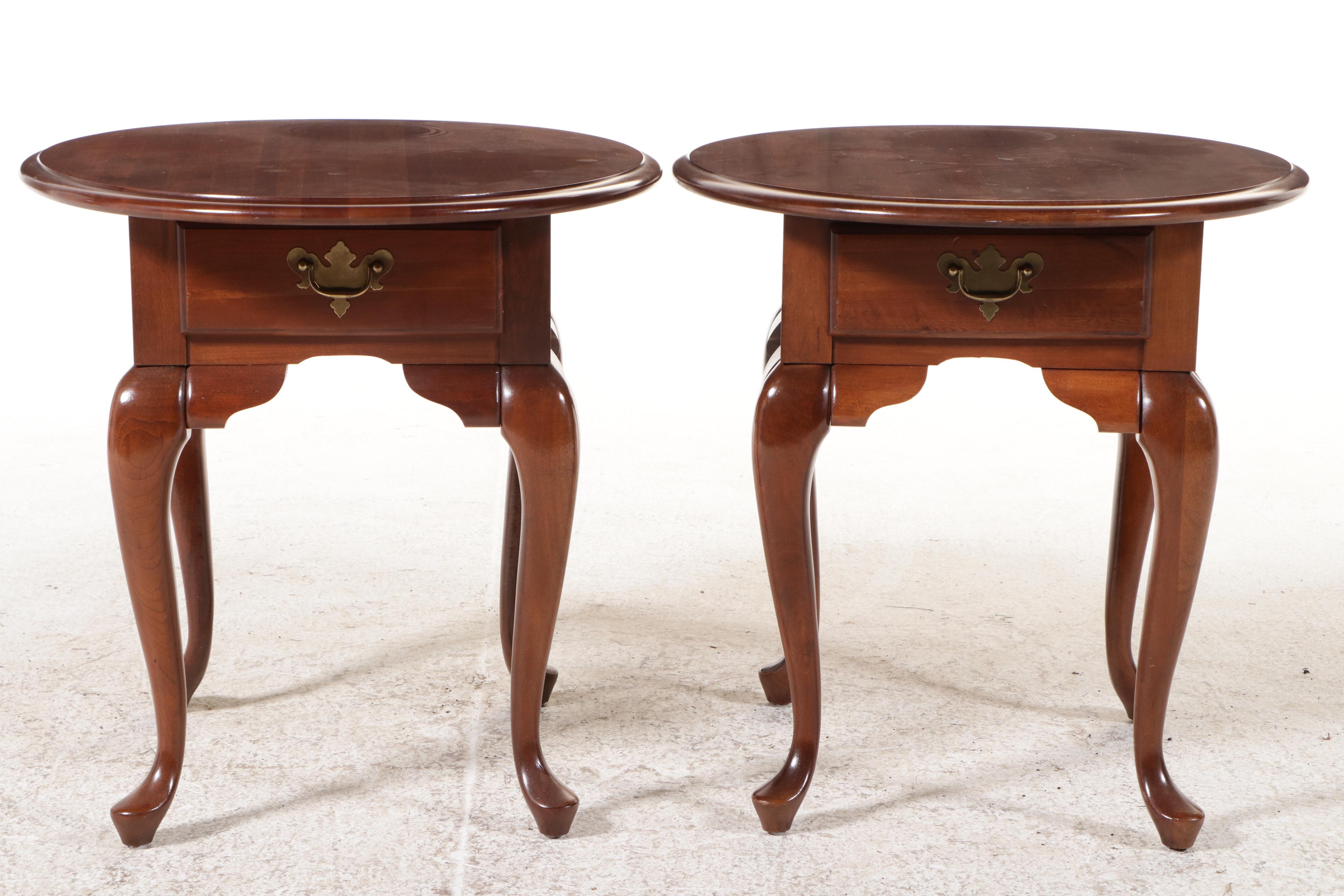 Broyhill Lenoir House Queen Anne Style Mahogany Finish Coffee and End Tables