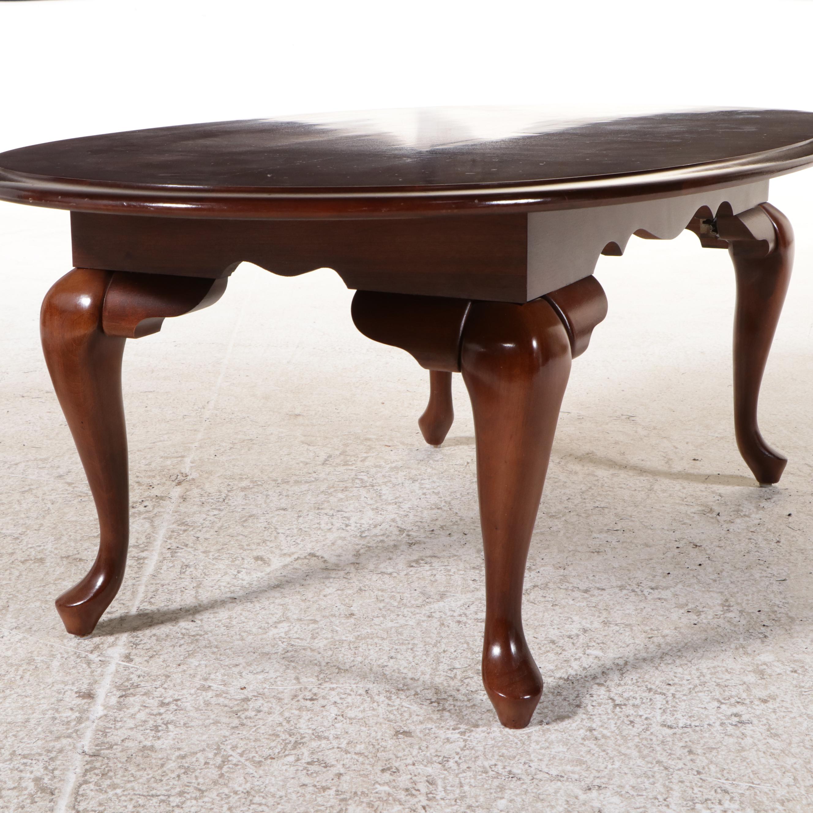 Broyhill Lenoir House Queen Anne Style Mahogany Finish Coffee and End Tables