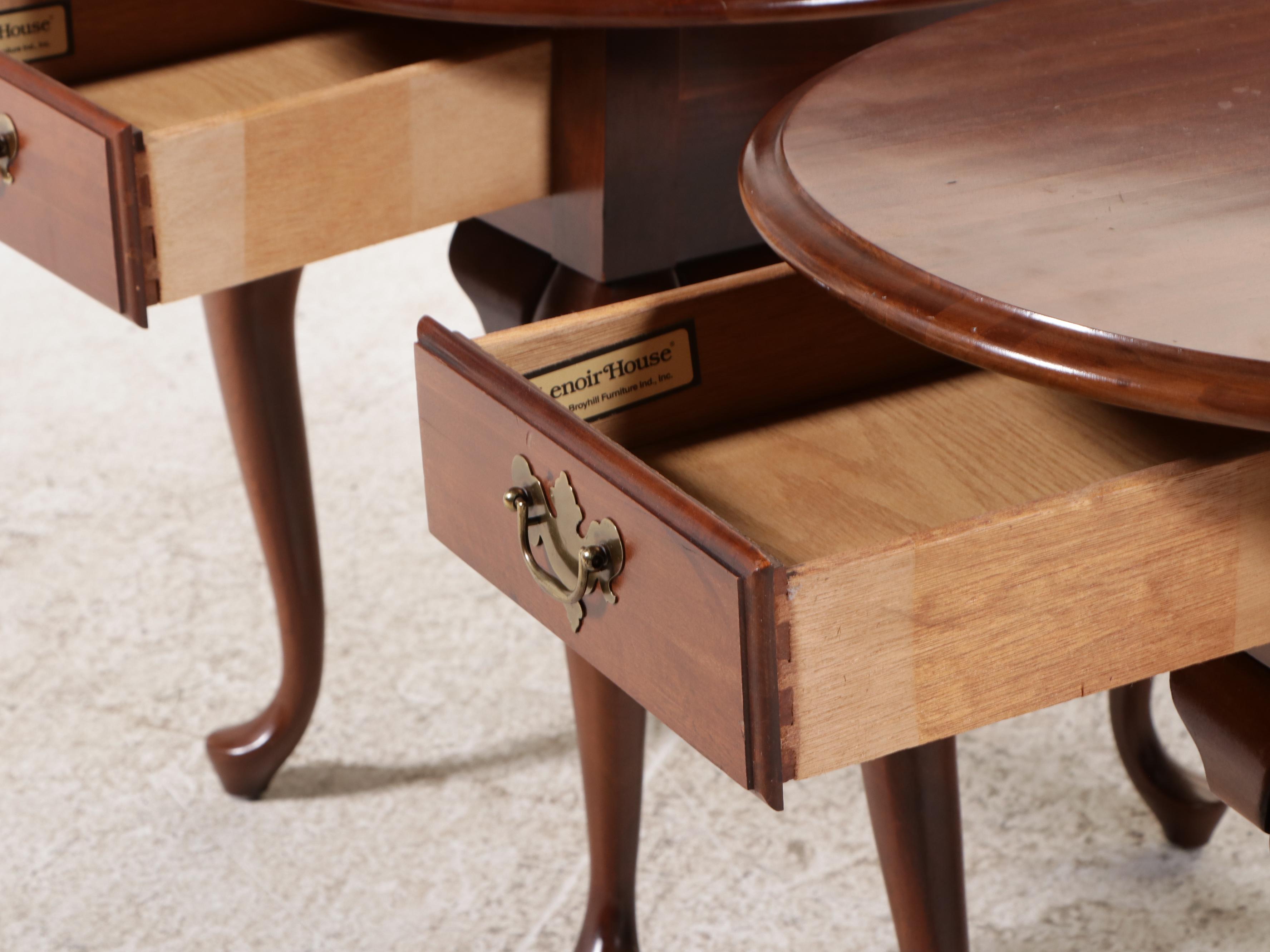 Broyhill Lenoir House Queen Anne Style Mahogany Finish Coffee and End Tables