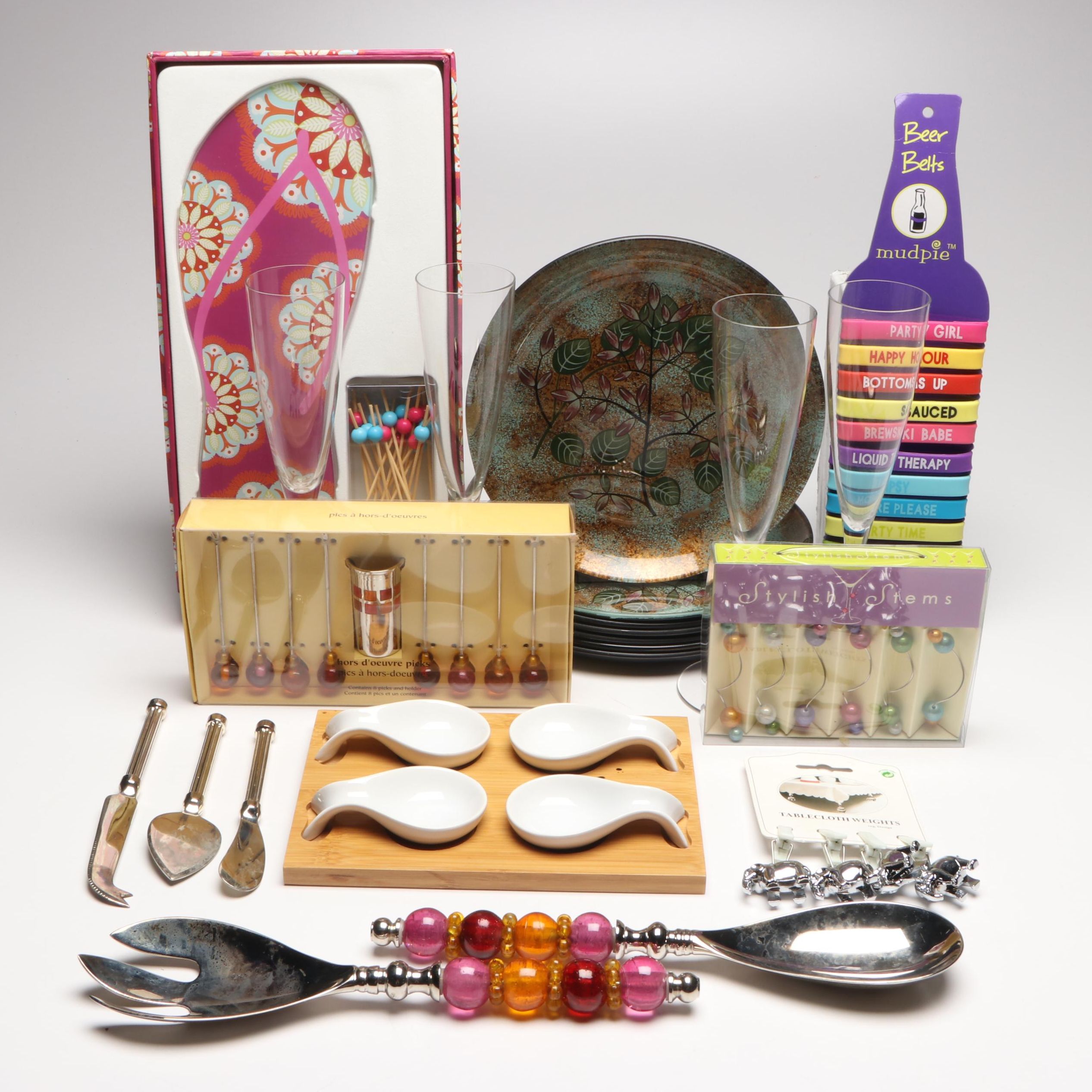 Danish Design Romanian Made Glass Champagne Flutes and Other Party Table Ware