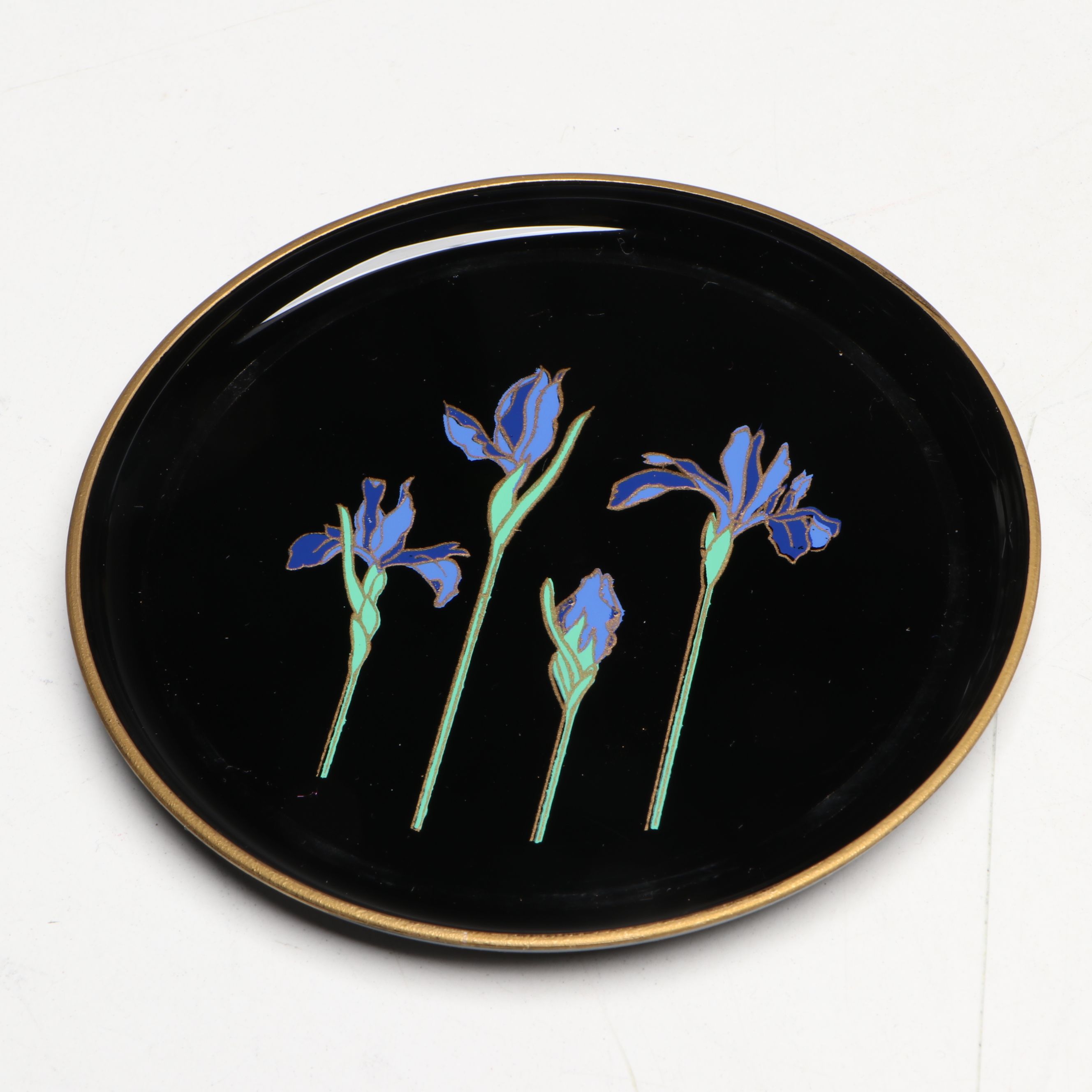 Otagiri Japanese Lacquerware "Blue Iris" Tray and Coasters