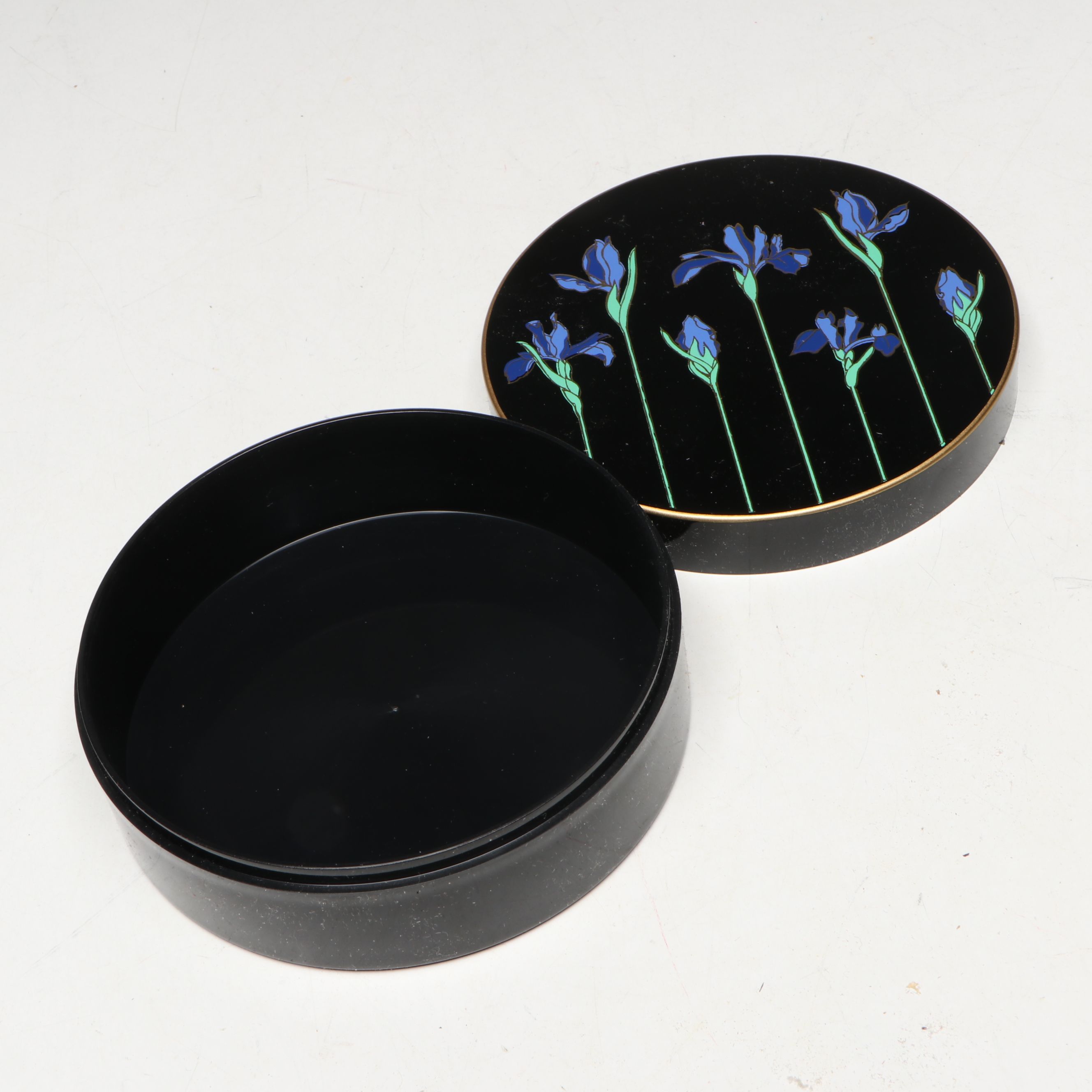 Otagiri Japanese Lacquerware "Blue Iris" Tray and Coasters