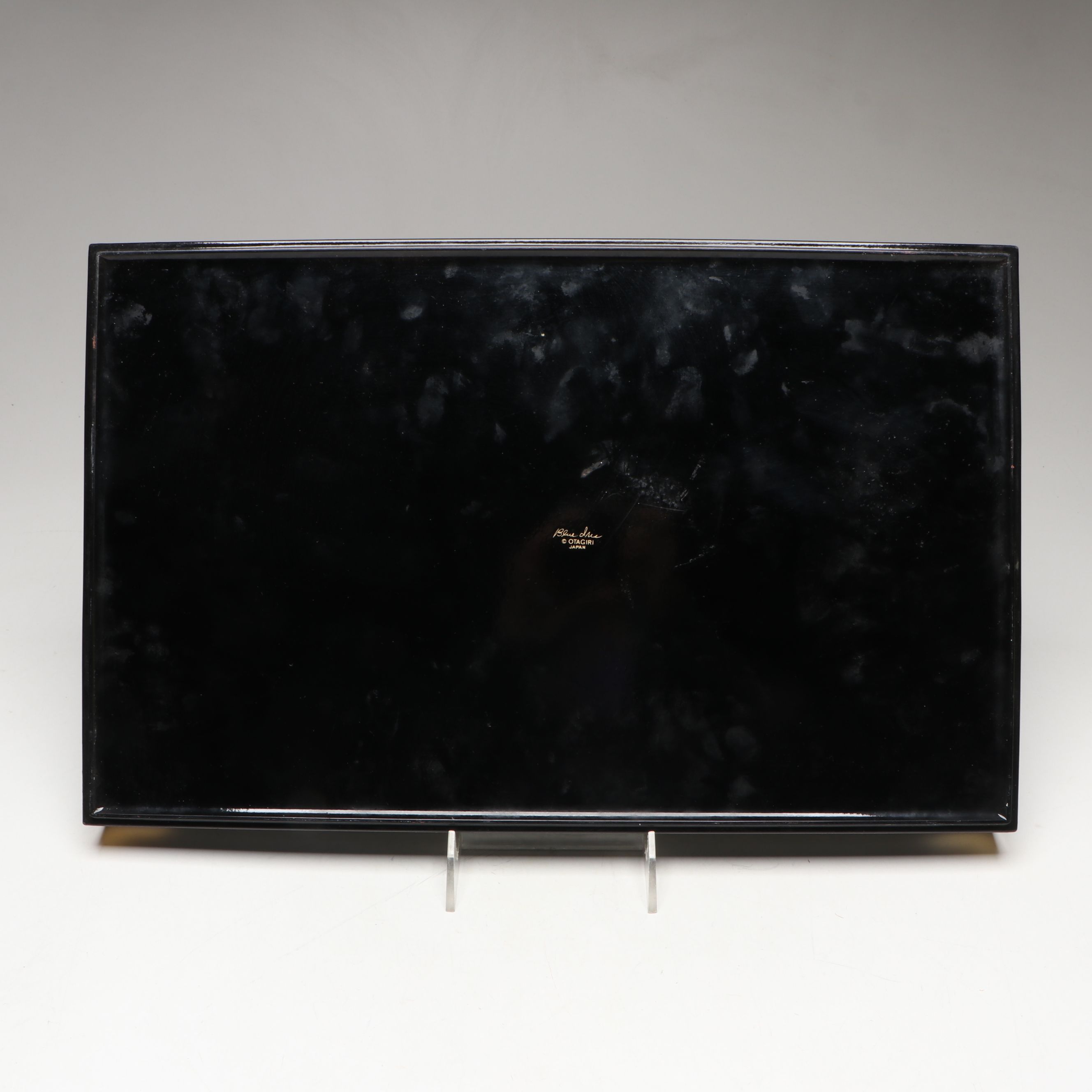 Otagiri Japanese Lacquerware "Blue Iris" Tray and Coasters