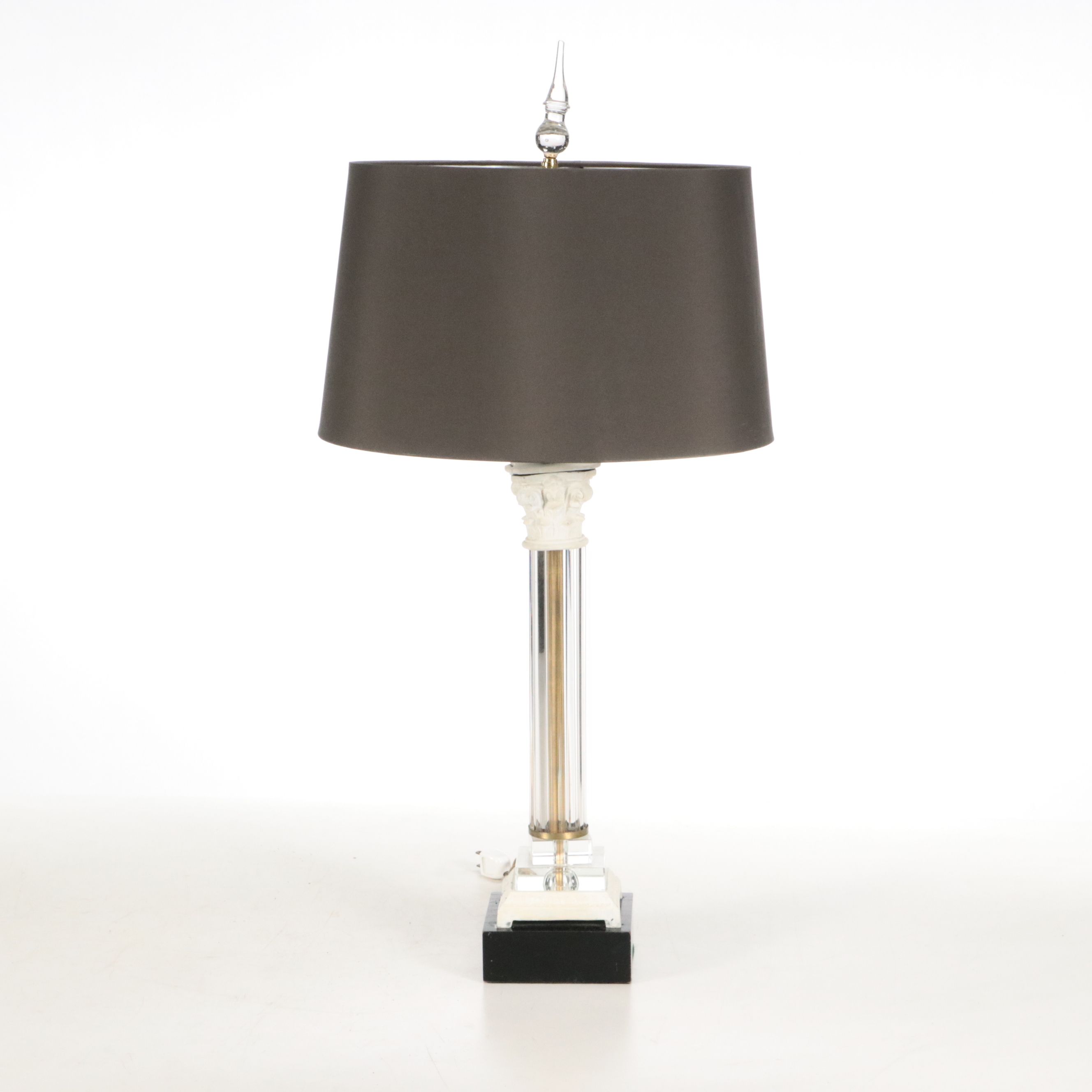 Neoclassical Style Acrylic and Wood Table Lamps