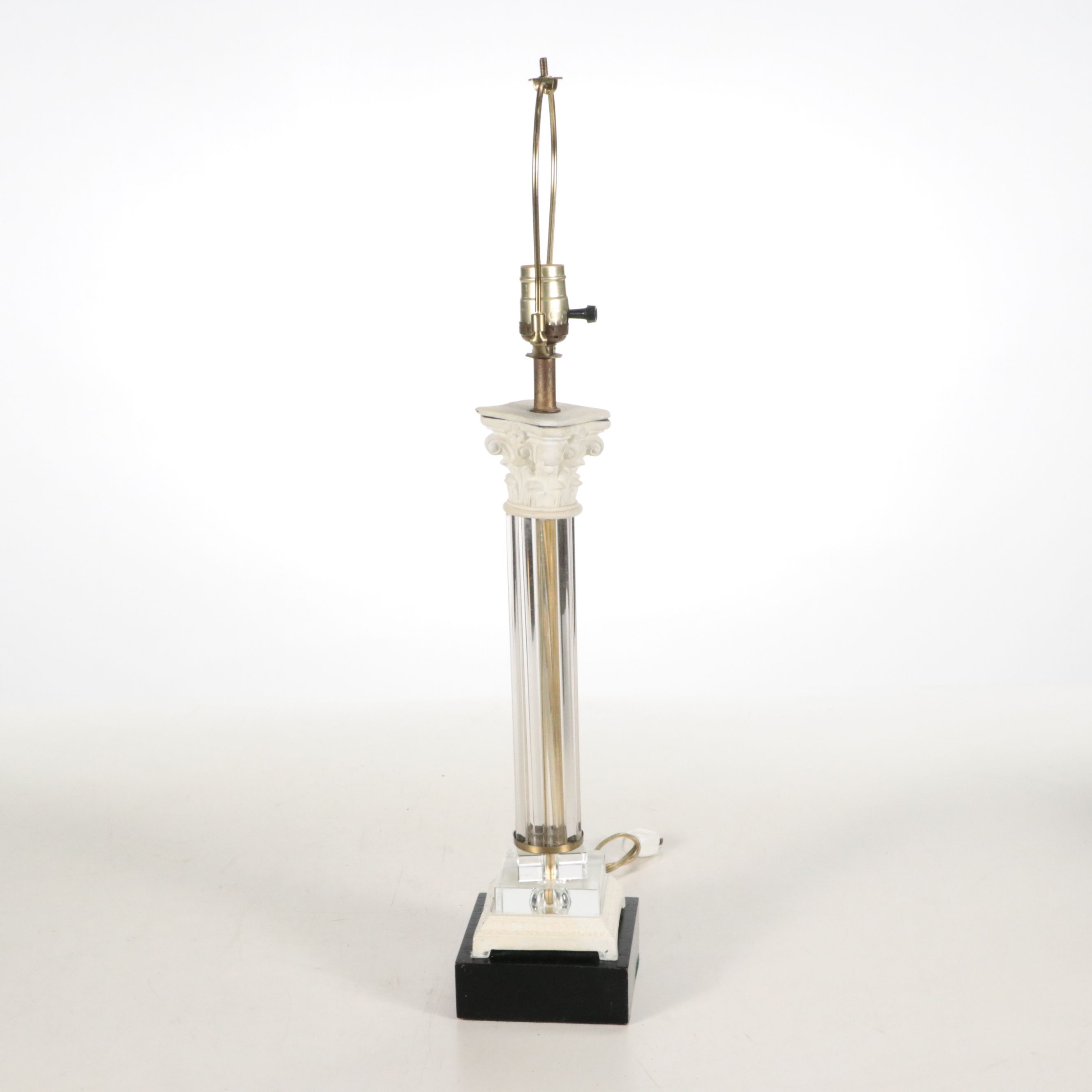 Neoclassical Style Acrylic and Wood Table Lamps