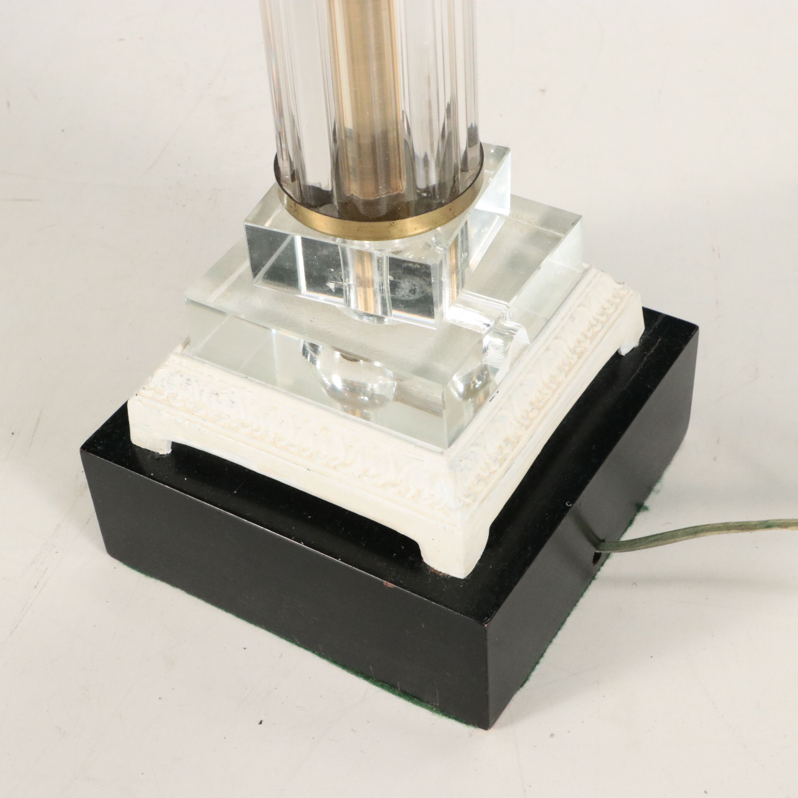 Neoclassical Style Acrylic and Wood Table Lamps