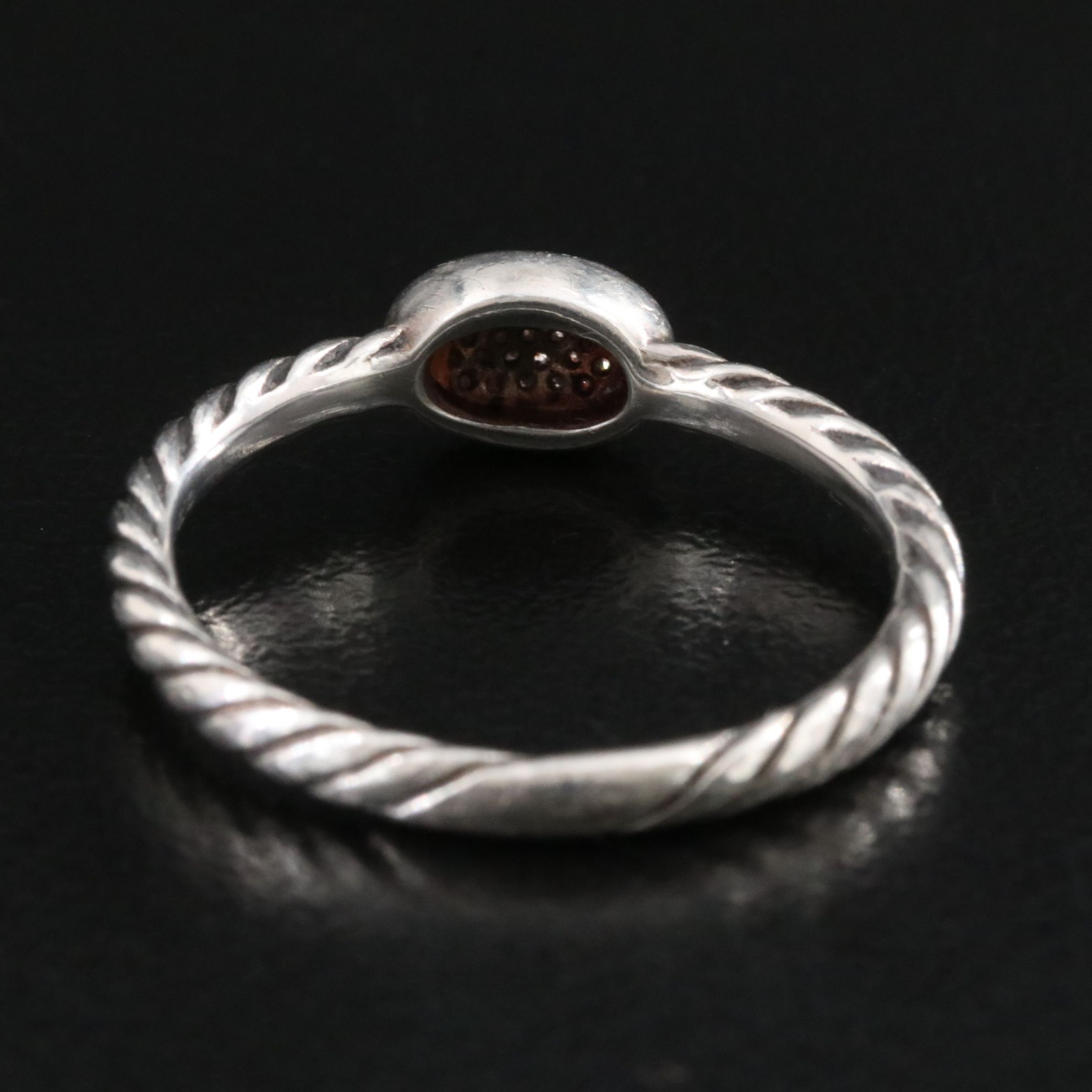 David Yurman Cable Collectibles Sterling and Pavé Diamond Oval Stackable Ring