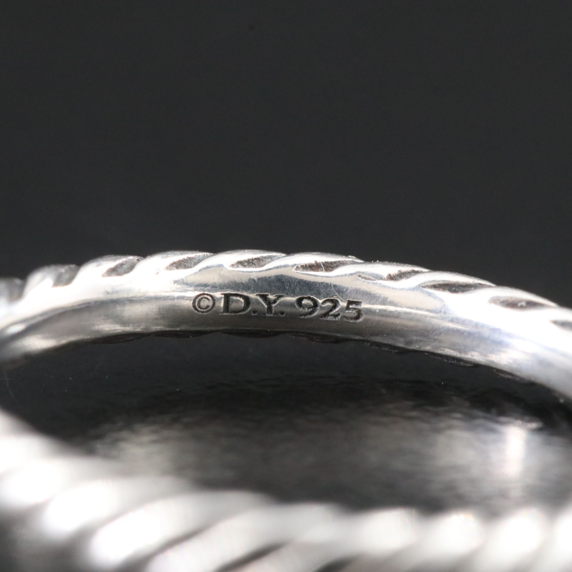 David Yurman Cable Collectibles Sterling and Pavé Diamond Oval Stackable Ring